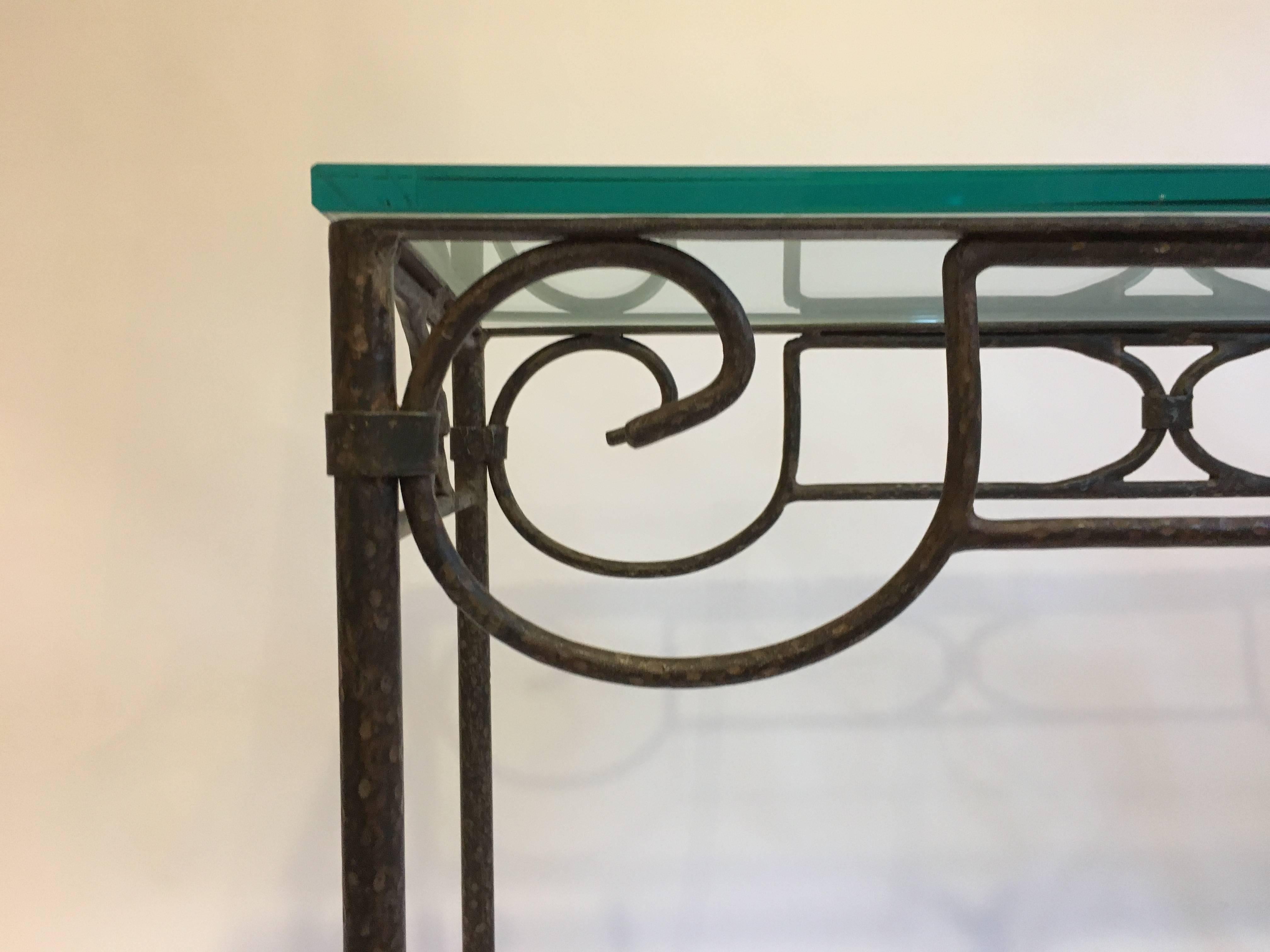 Wrought Iron Console Table In Excellent Condition In Southampton, NY