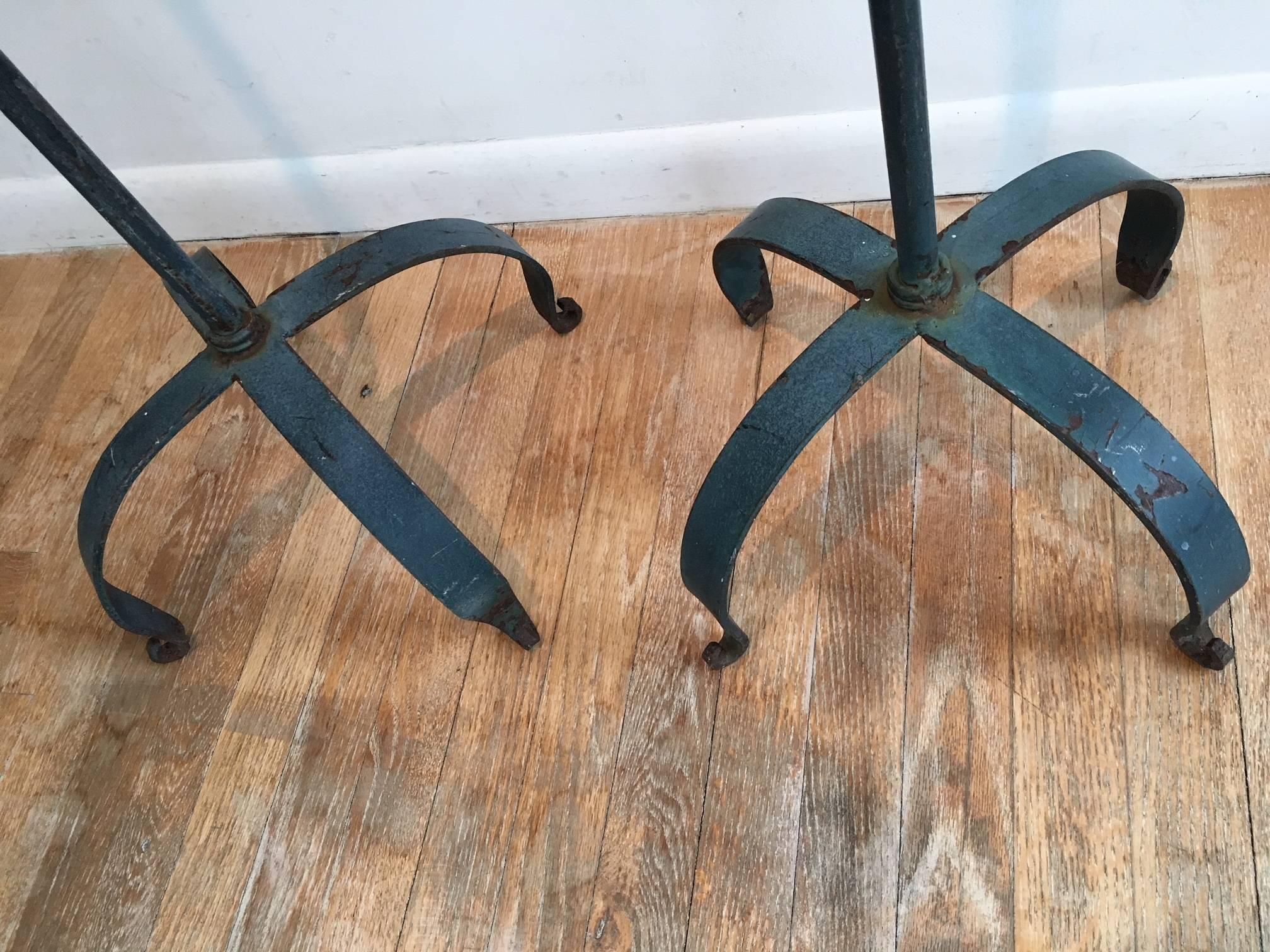 Pair of 19th Century, French Iron Candle Torchéres For Sale 3