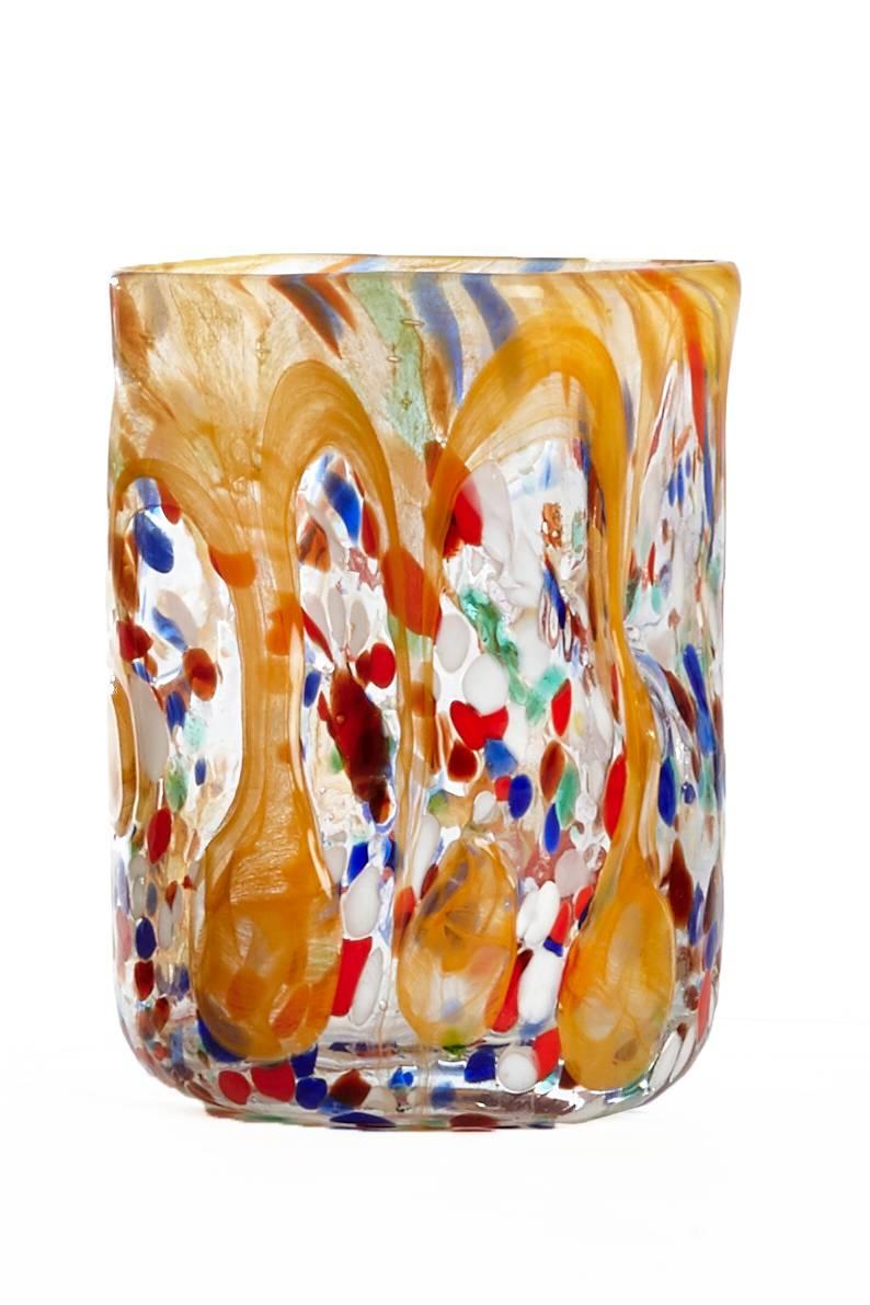 Set of Six Vintage Tumblers Handblown and Painted in Murano 1