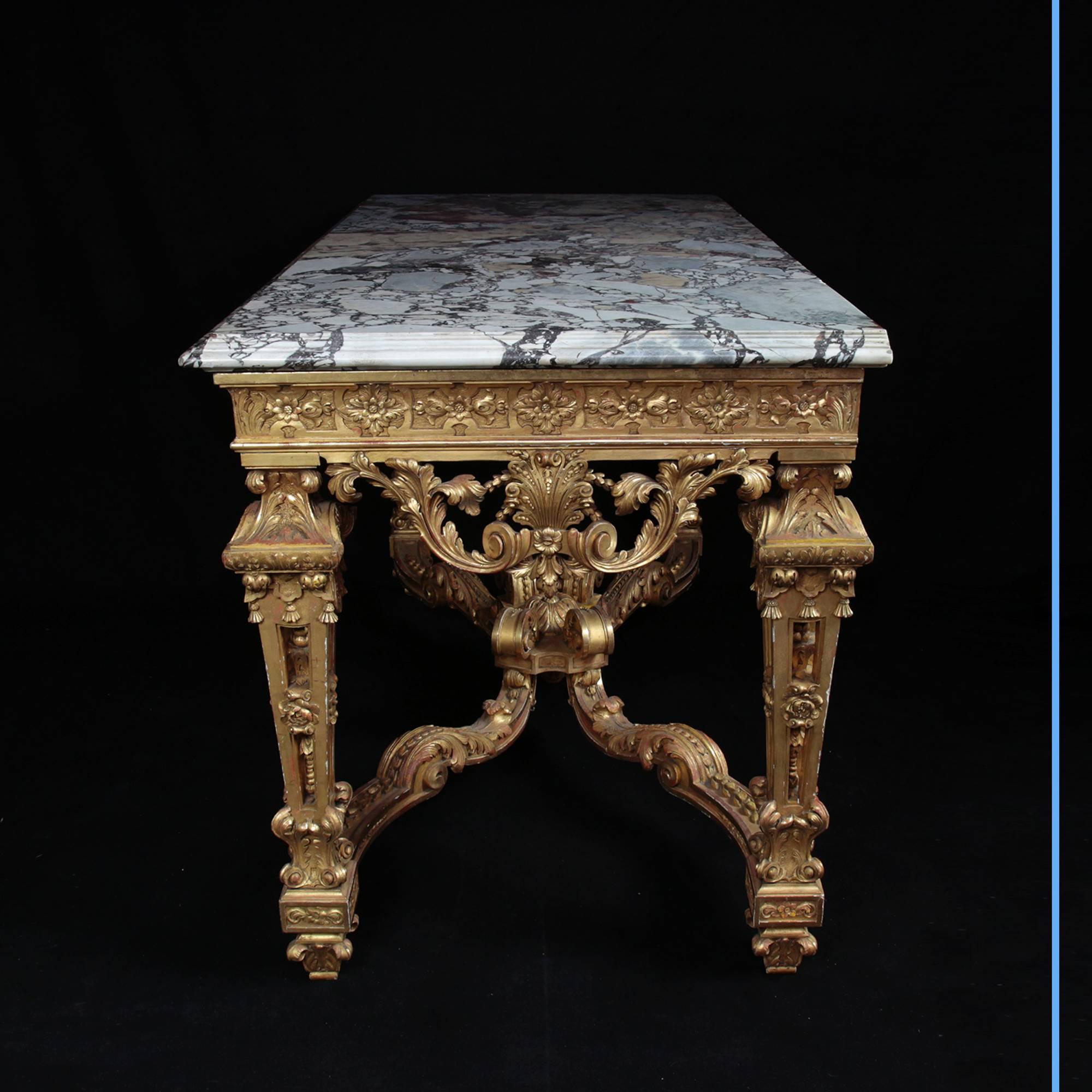 Napoleon III Wall Console Table, 19th Century For Sale