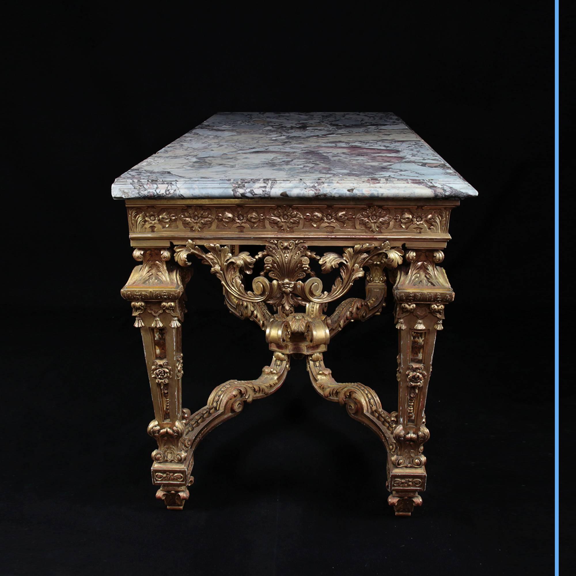 Gilt Wall Console Table, 19th Century For Sale