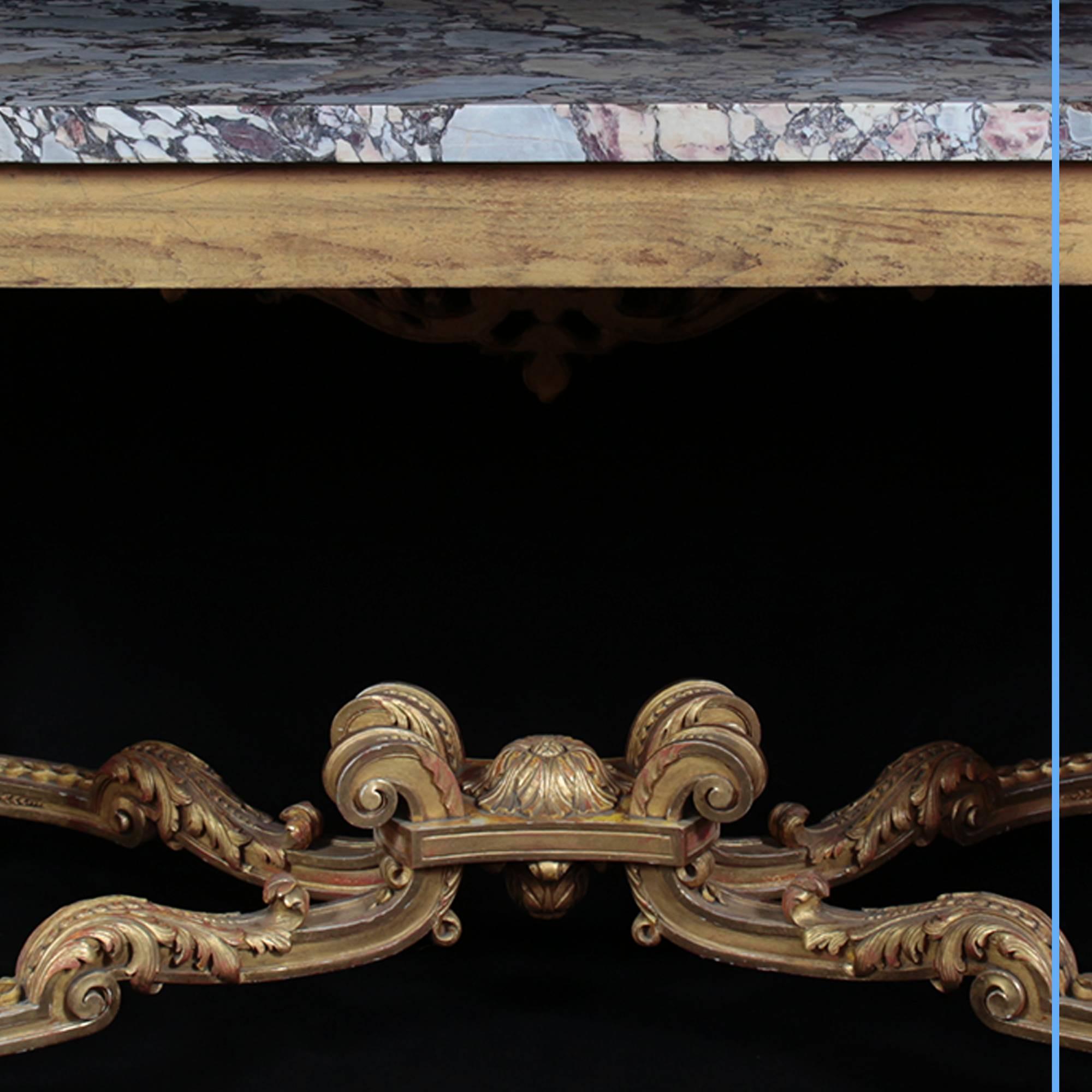 Marble Wall Console Table, 19th Century For Sale