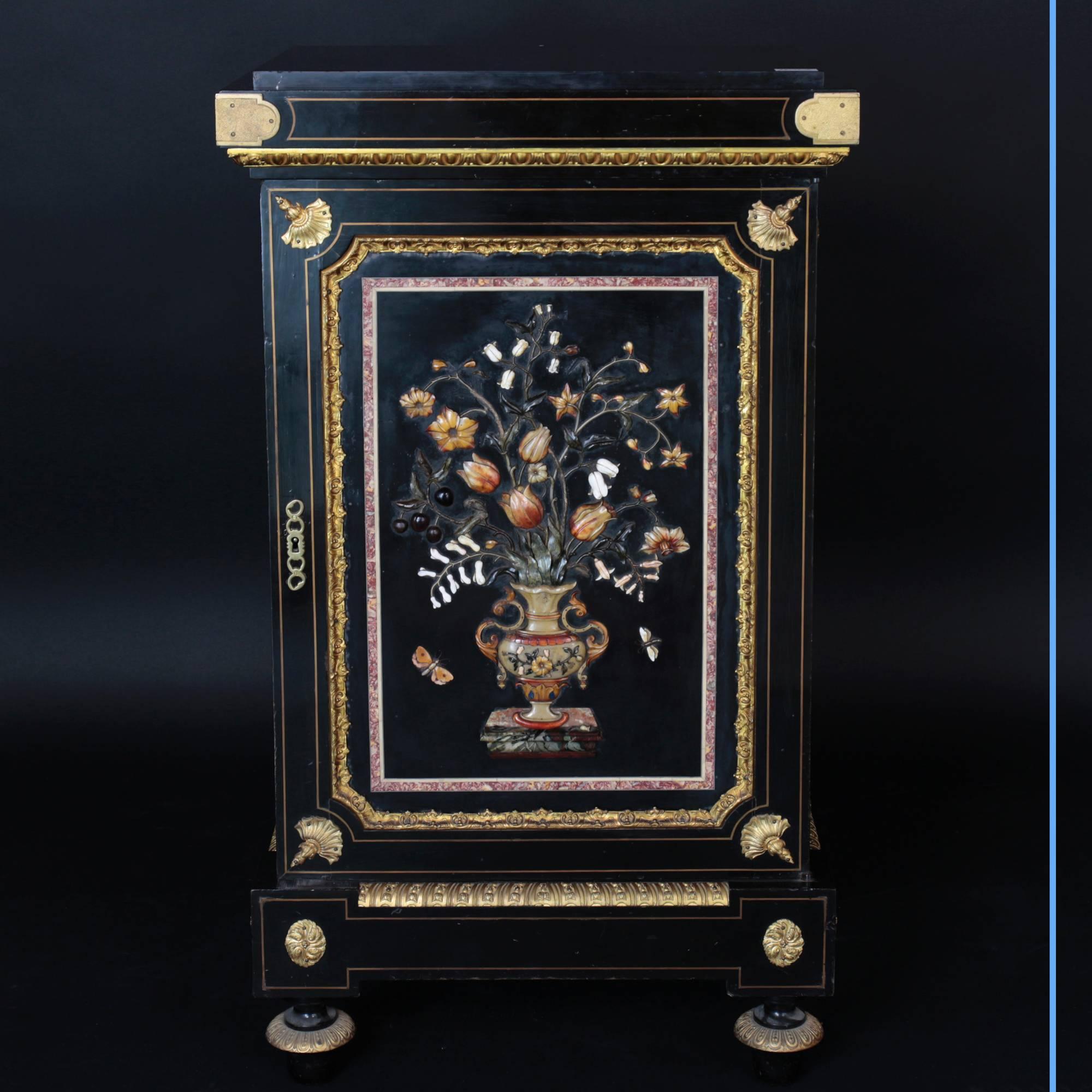 Napoleon III Fine Pietre Dure Pair of Side Cabinets by Mombro the Eldest, 19th Century For Sale