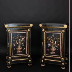 Fine Pietre Dure Pair of Side Cabinets by Mombro the Eldest, 19th Century