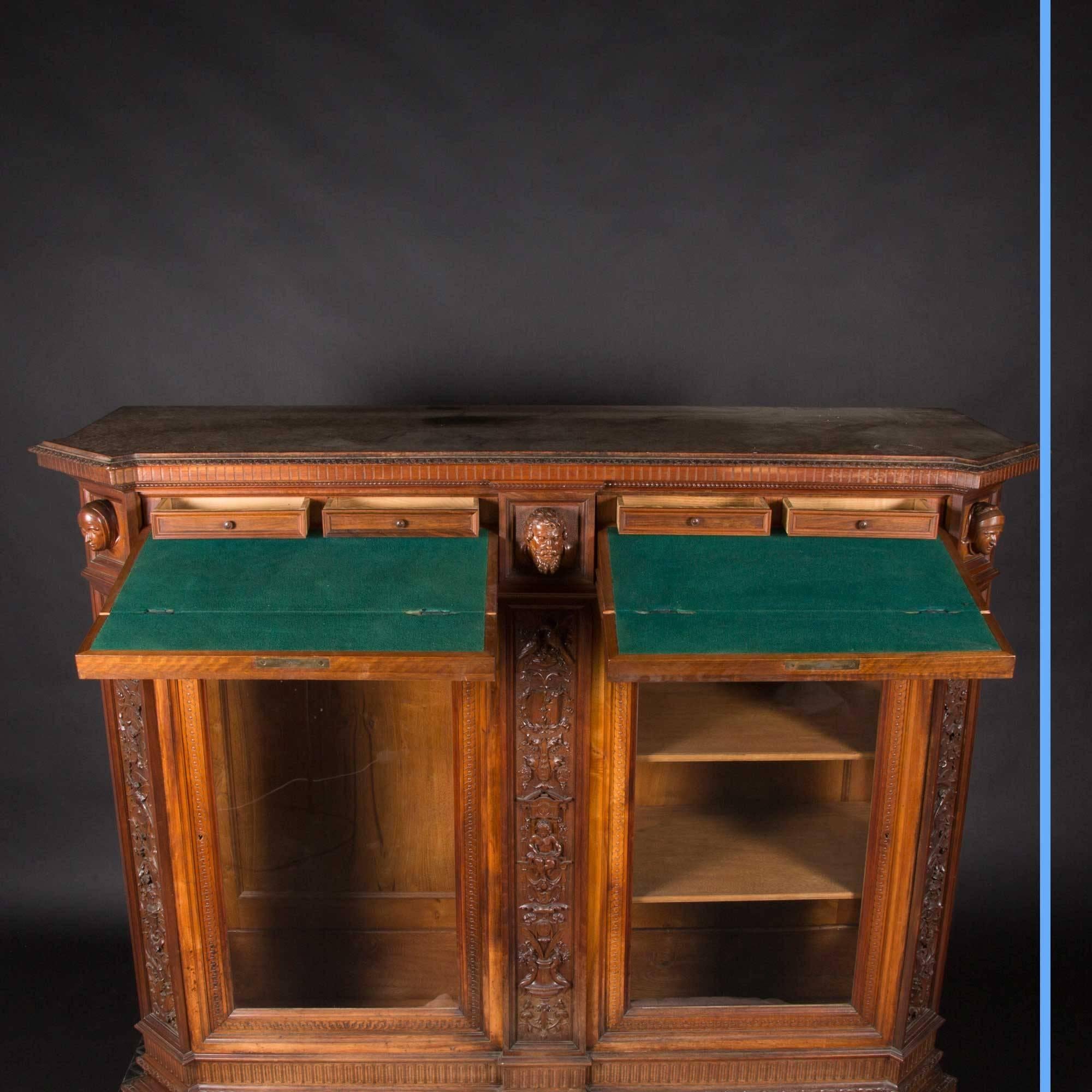 Italian Ernesto Petralli and Fratello Writing Desk-Bookcase, XIXth For Sale