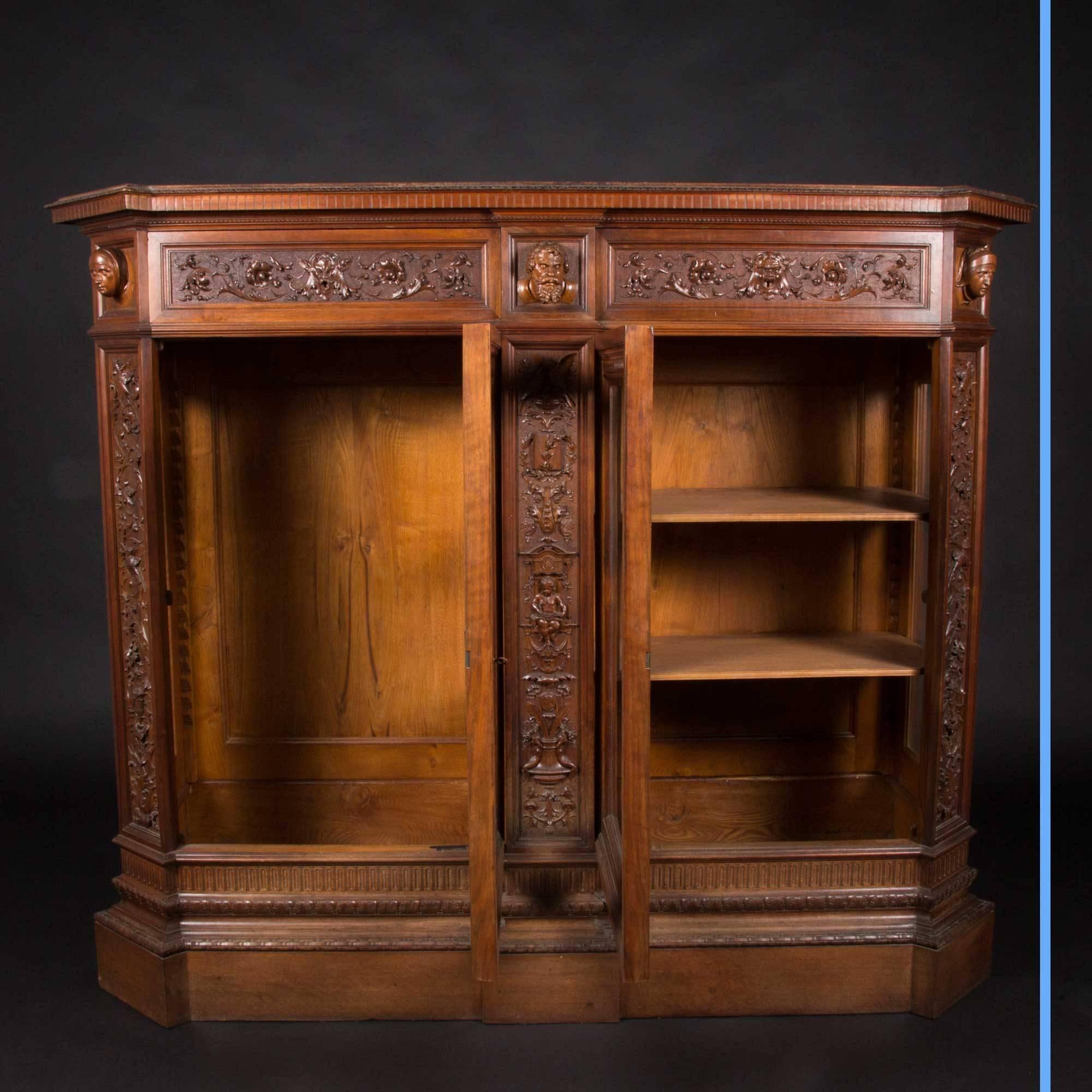 Napoleon III Ernesto Petralli and Fratello Writing Desk-Bookcase, XIXth For Sale