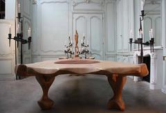 Exceptional Reception Table, Oak and Wrought Iron, 20th Century
