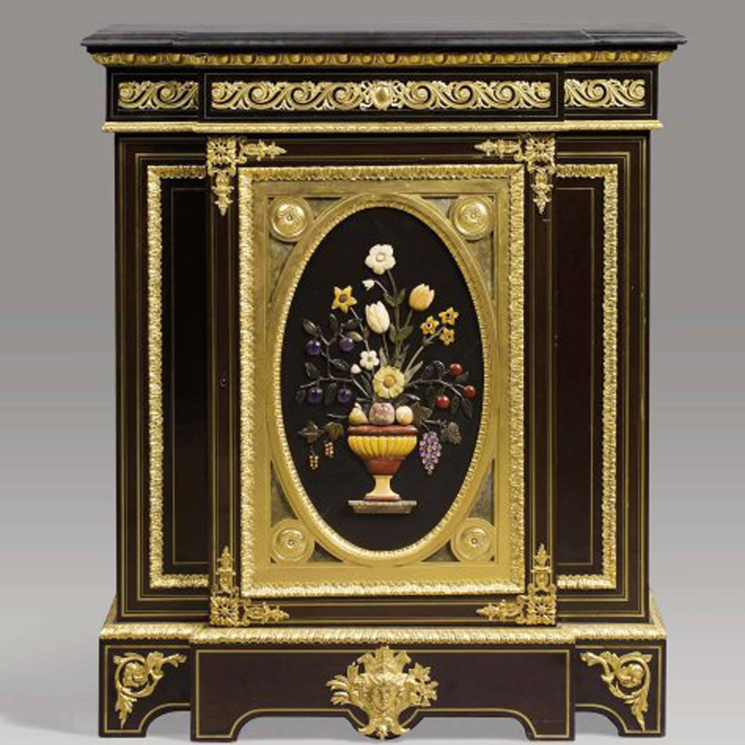 Fine Pietre Dure Pair of Side Cabinets by Mombro the Eldest, 19th Century For Sale 2