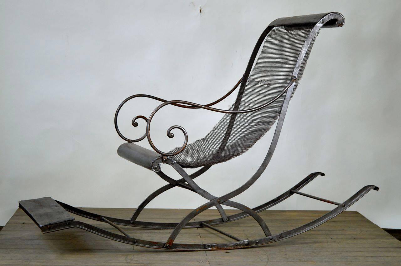 Rocking Chair Metal, French, circa 19th Century For Sale 1