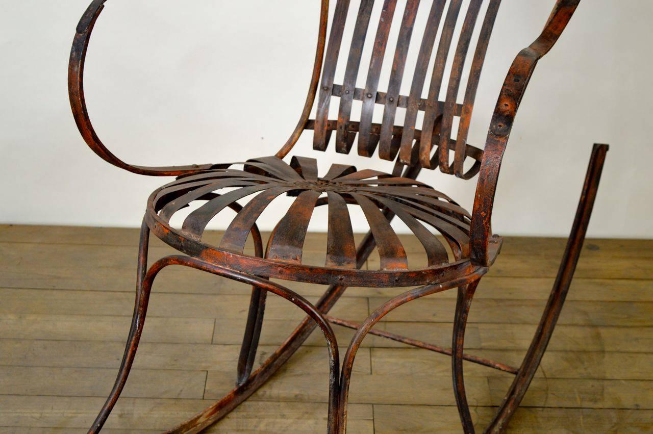 Rocking Chair Metal, French, circa 19th Century In Good Condition For Sale In Saint-Ouen, FR