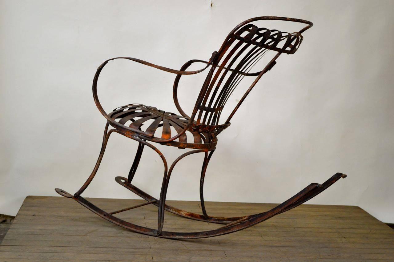 Mid-19th Century Rocking Chair Metal, French, circa 19th Century For Sale