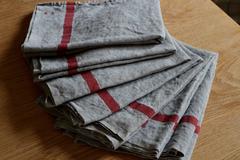 French Kitchen Towels, Pure Linen Dyed in Light Grey