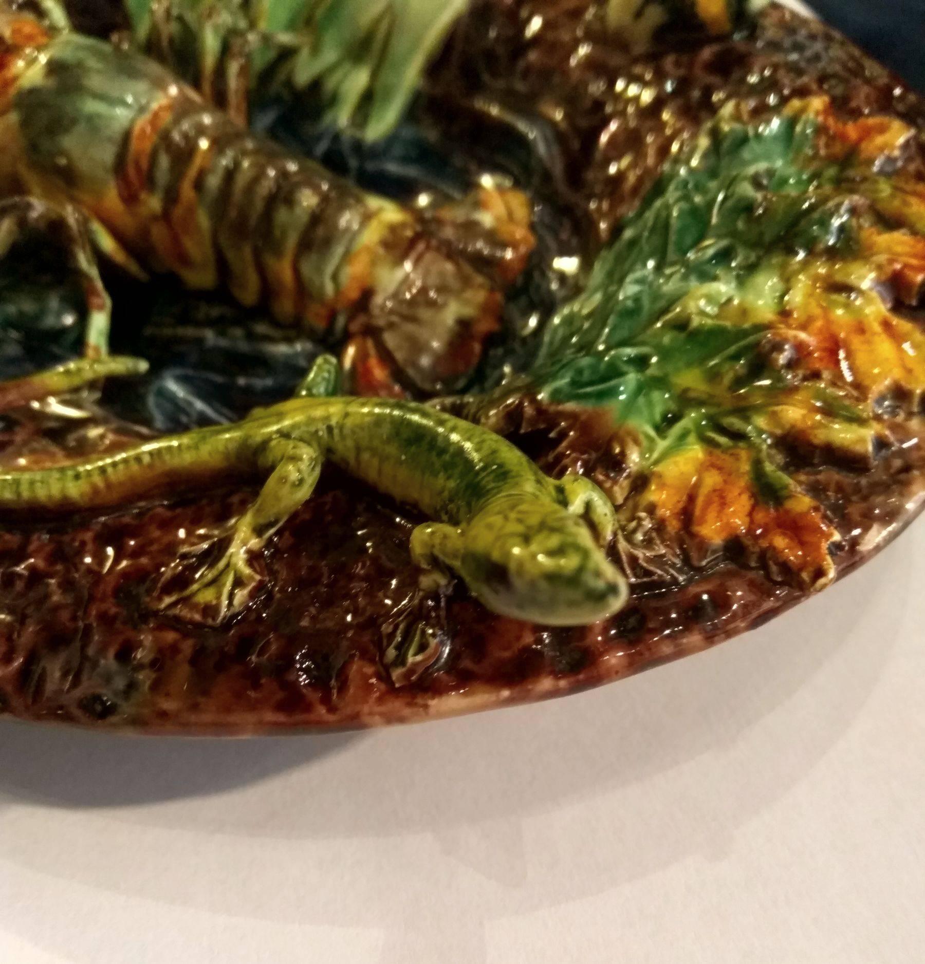 Thomas Victor Sergent-French Palissy Ware with Crayfish In Excellent Condition In Paris, FR