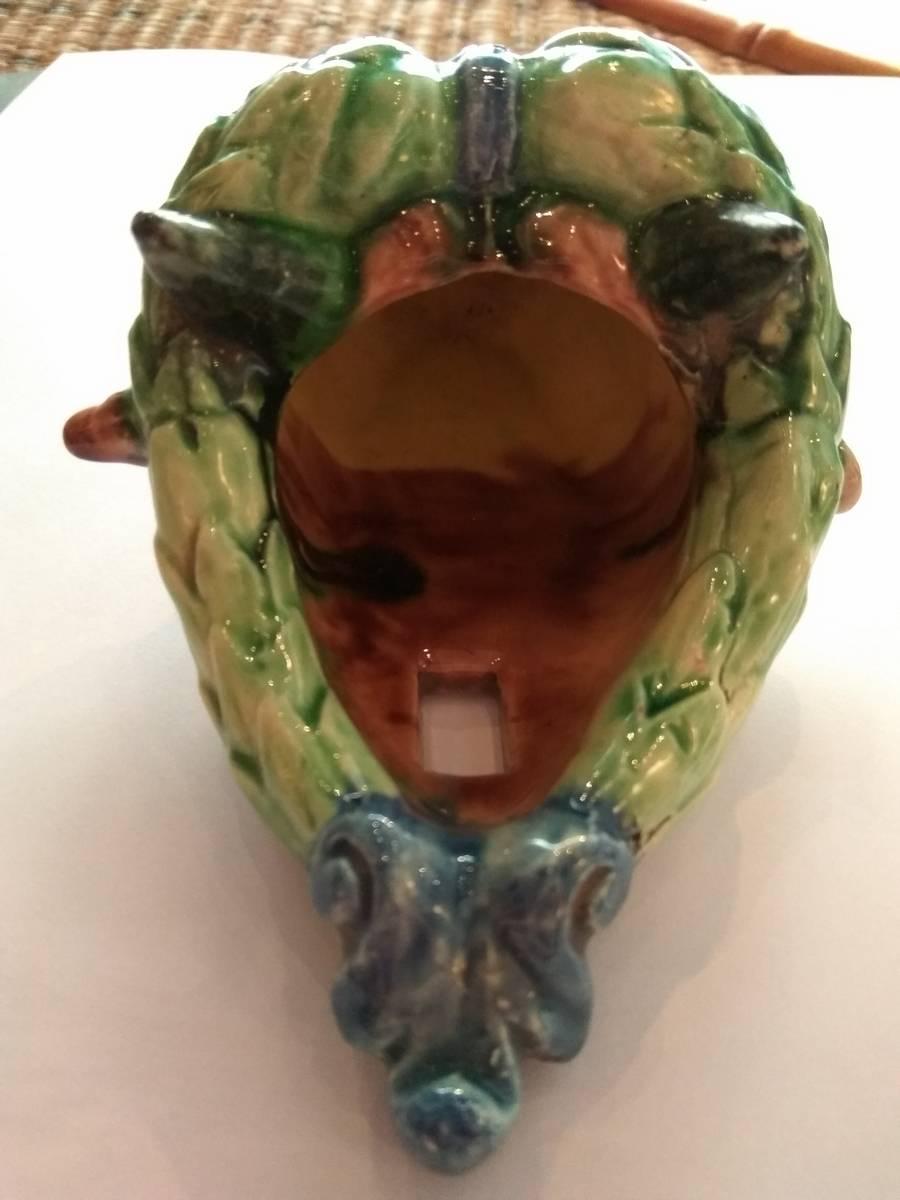 19th Century Thomas Victor Sergent Pair of Bull's Head Palissy Ware, circa 1880 For Sale
