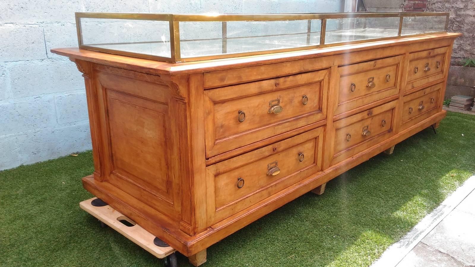 Brass Wood Buffet Craft Furniture For Sale