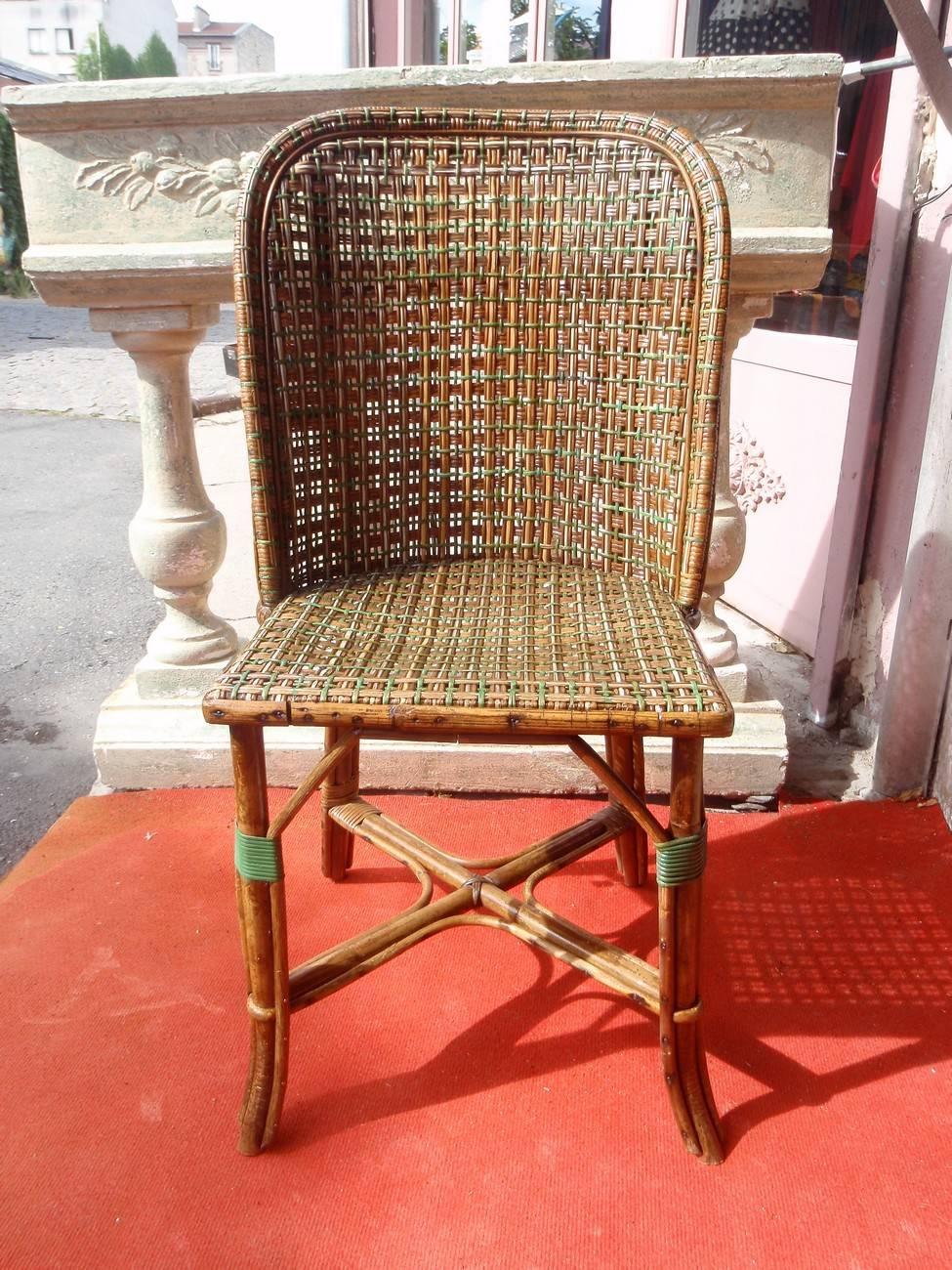20th Century Natural Rattan Chair, French Manufacture, circa 1900-1920 For Sale