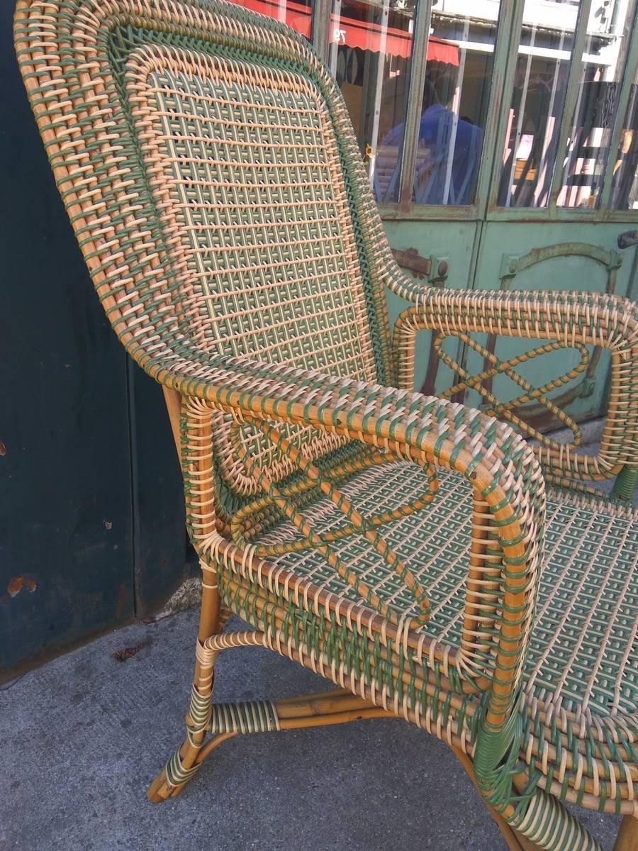 19th Century Perret and Vibert, Rattan Armchair, circa 1880