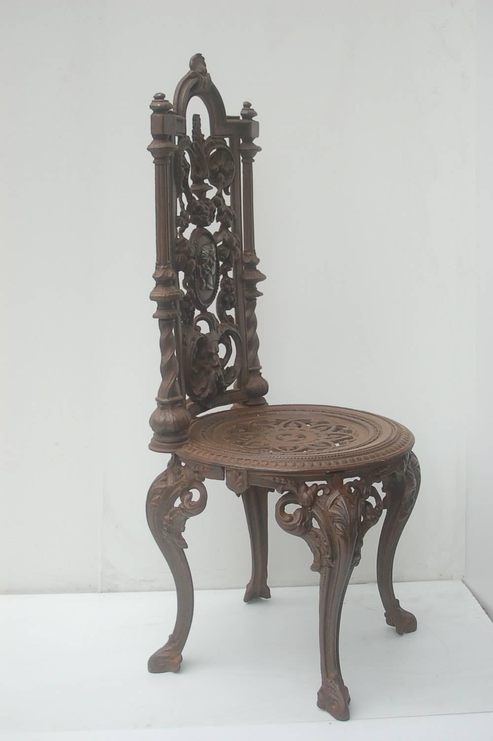 French 19th Century Napoleon III Cast Iron Chair For Sale