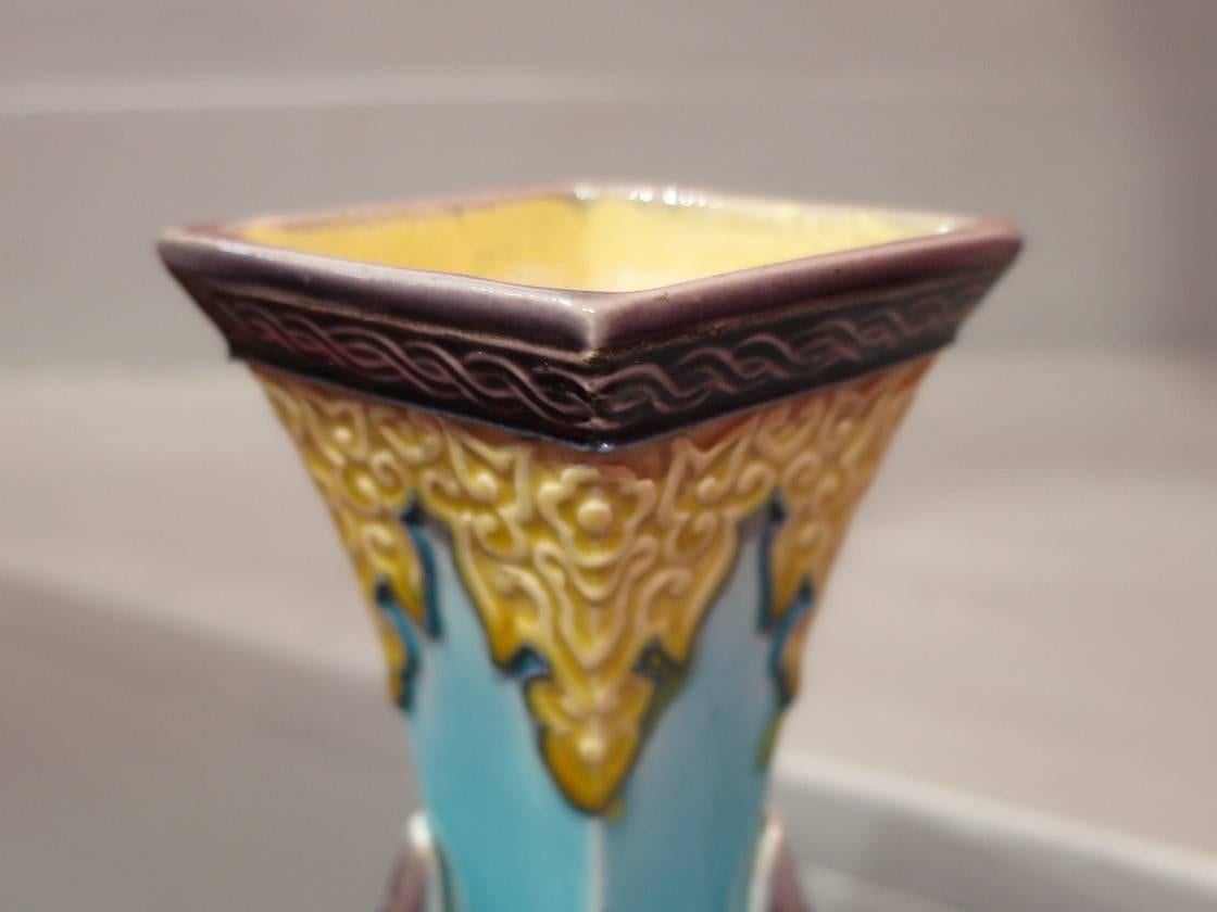 Polychromed Manufacture of Leon Sazerat Limoges, Oriental Style Blue Vase, circa 1880