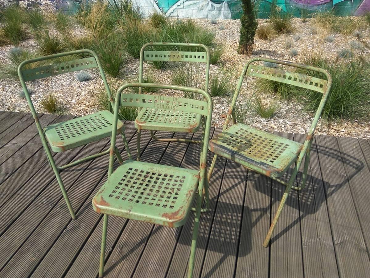 Industrial Set of Four Chairs of the Public Gardens of Toulouse, circa 1930 For Sale