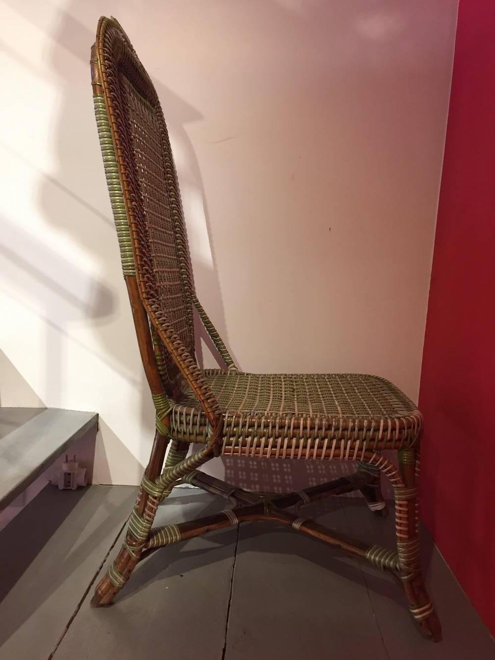 Perret & Vibert, Green Rattan Chair, circa 1880 1