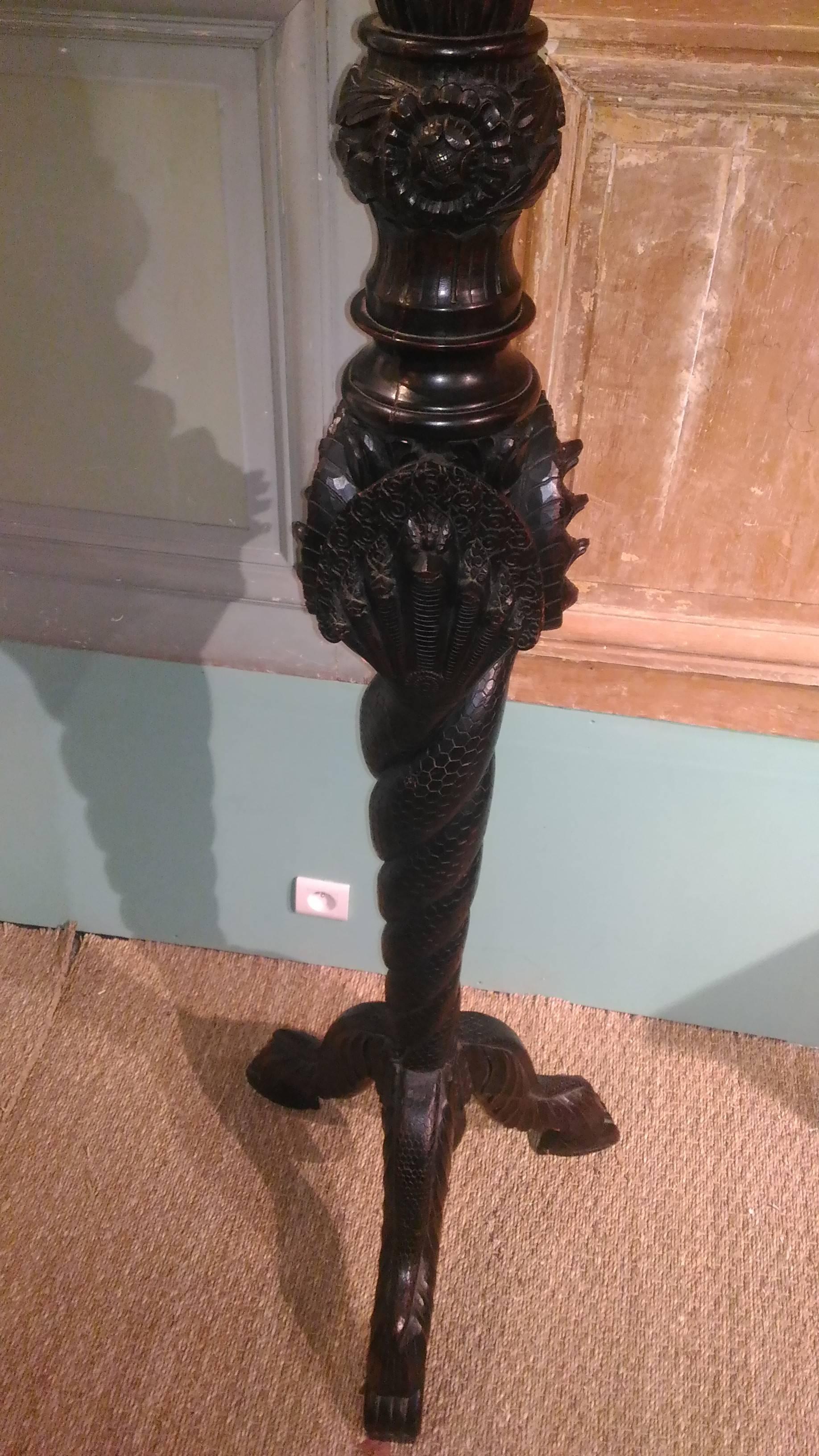 French 19th Century Large Pedestal in Wood with Elefant Heads For Sale