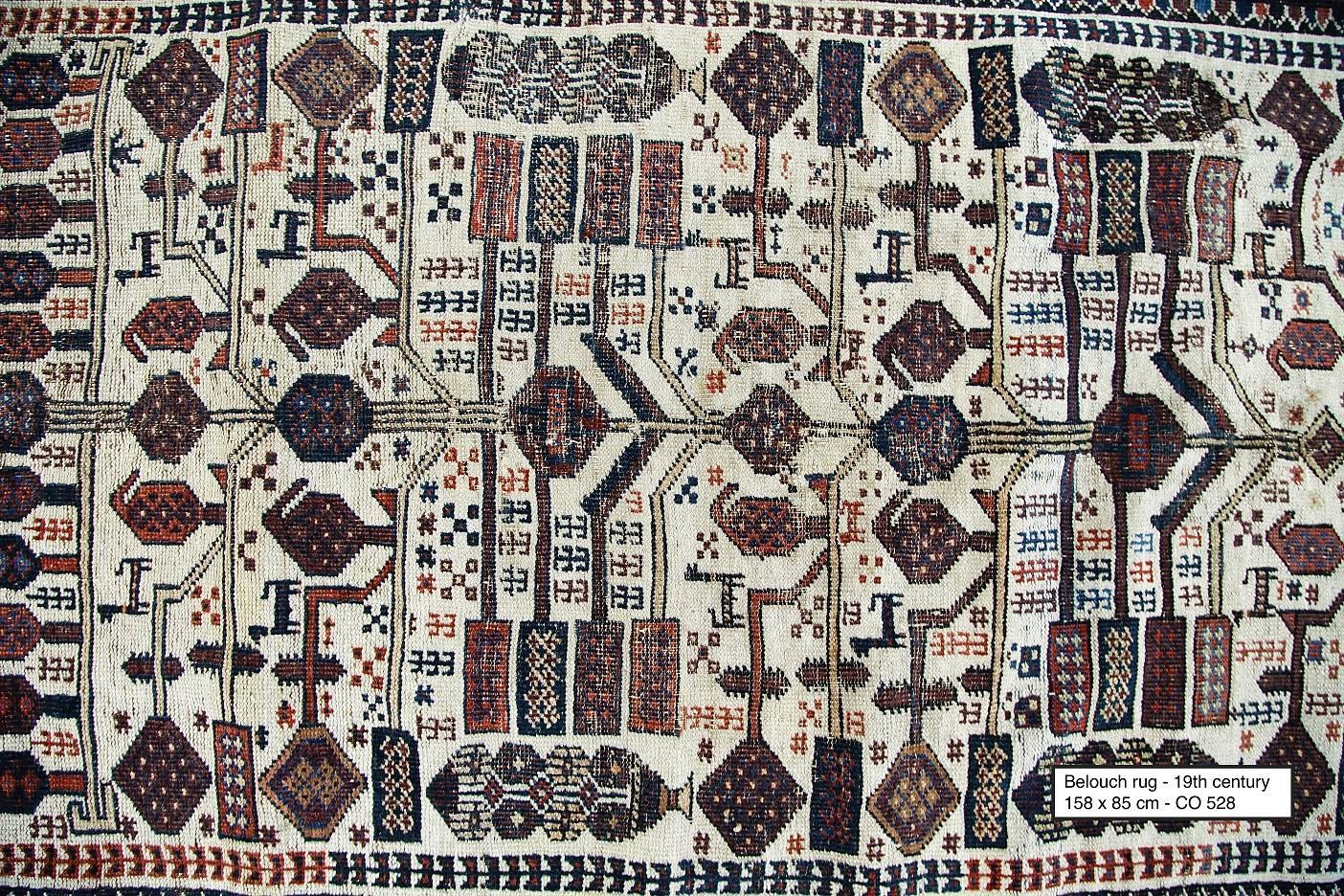 Baluch rugs were handwoven by Nomadic tribes of Baluchistan. They would hand spin their lustrous thick wools from sheep, camel and goat and dye them using primarily the vegetal or mineral dyes available to them. These rugs would take months to weave