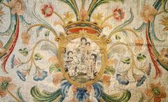Antique Italian, Spanish Embroidered Silk Altar Panel