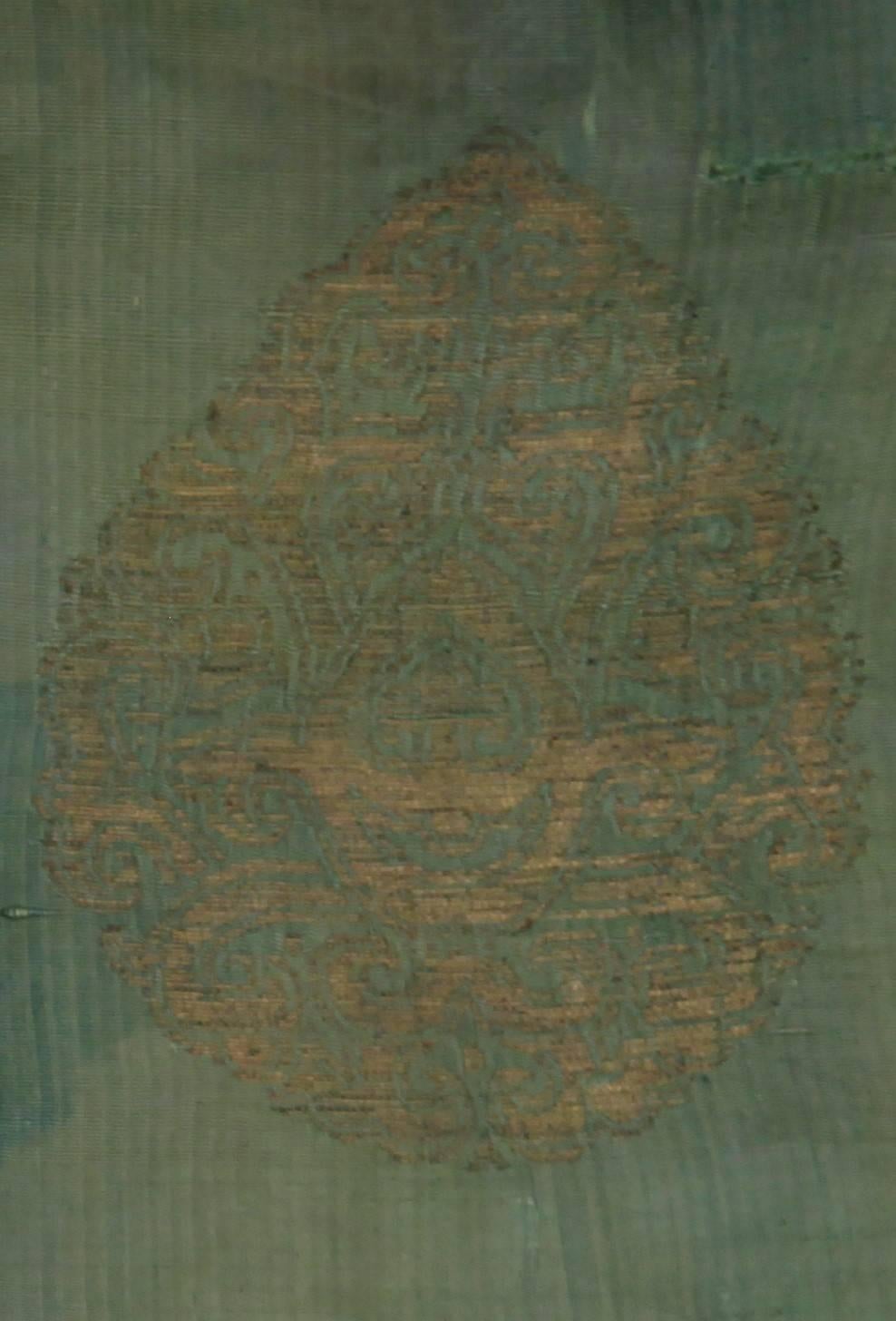 Antique Chinese Silk Textile Brocade Gilded, 13th-15th Century In Good Condition For Sale In London, GB