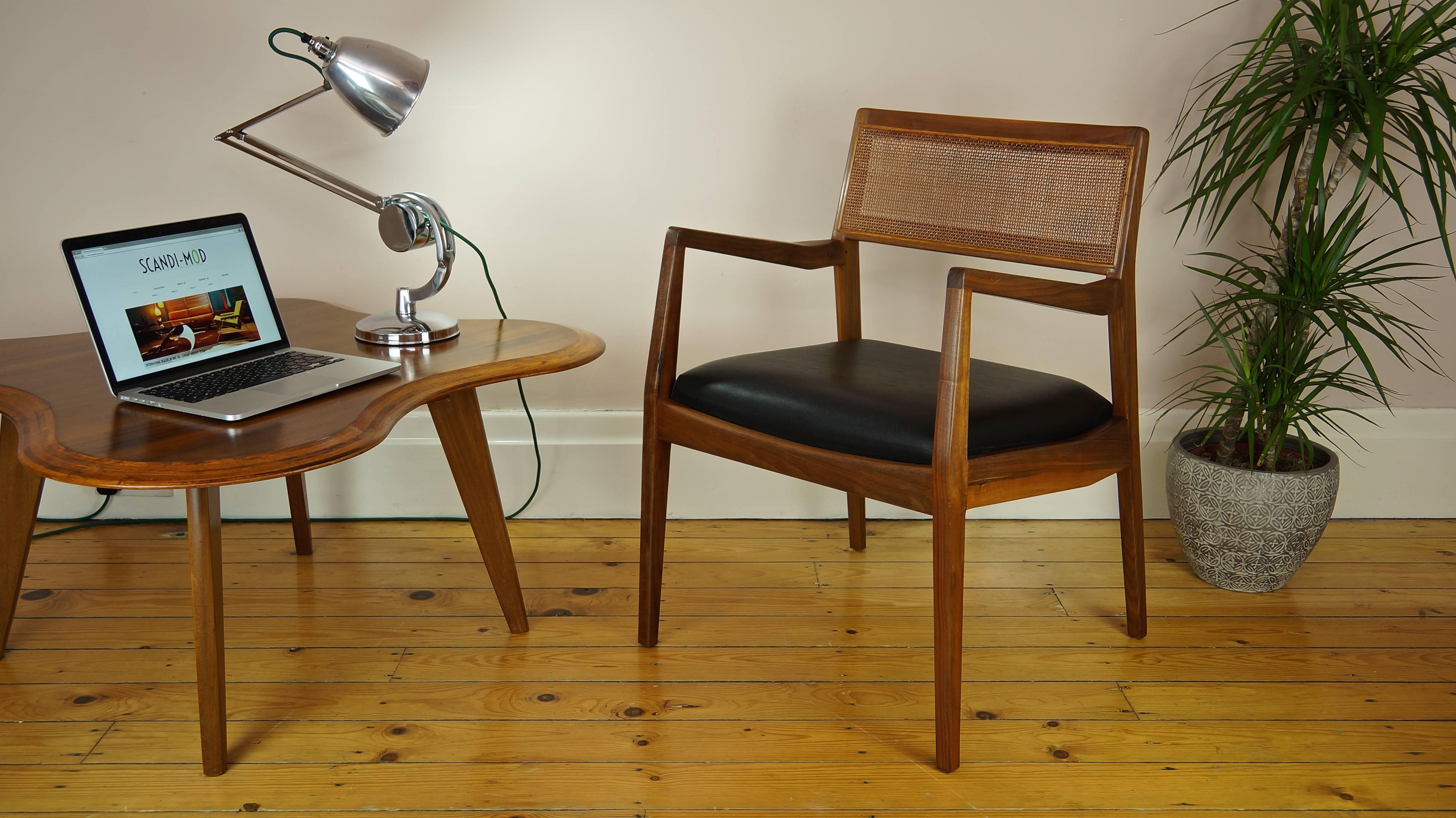 Cane Vintage 1950s Walnut C140 Playboy Lounge Chair or Armchair by Jens Risom