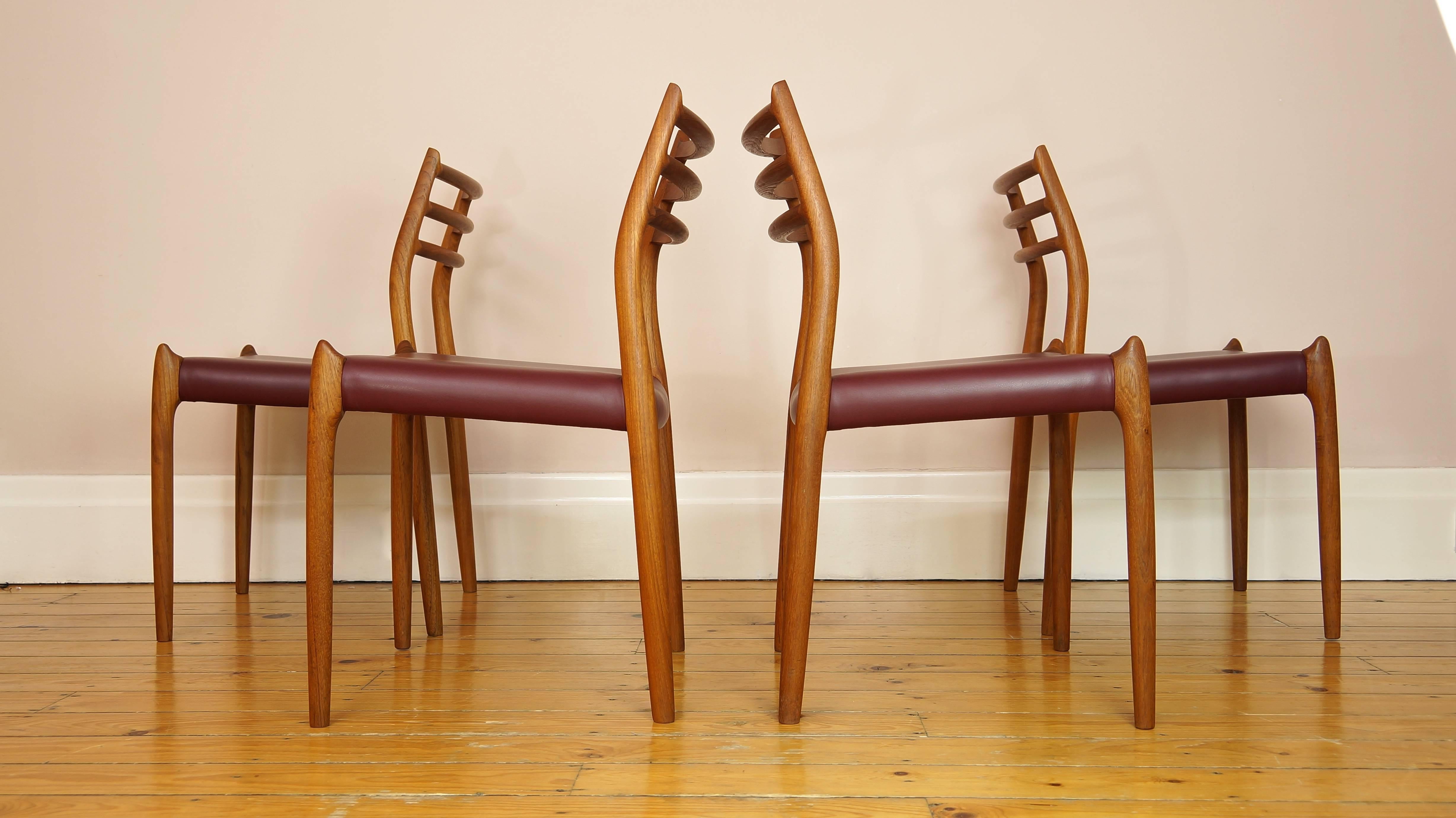 Mid-Century Modern Danish Niels Moller Model 78 Teak and Leather Dining or Side Chair