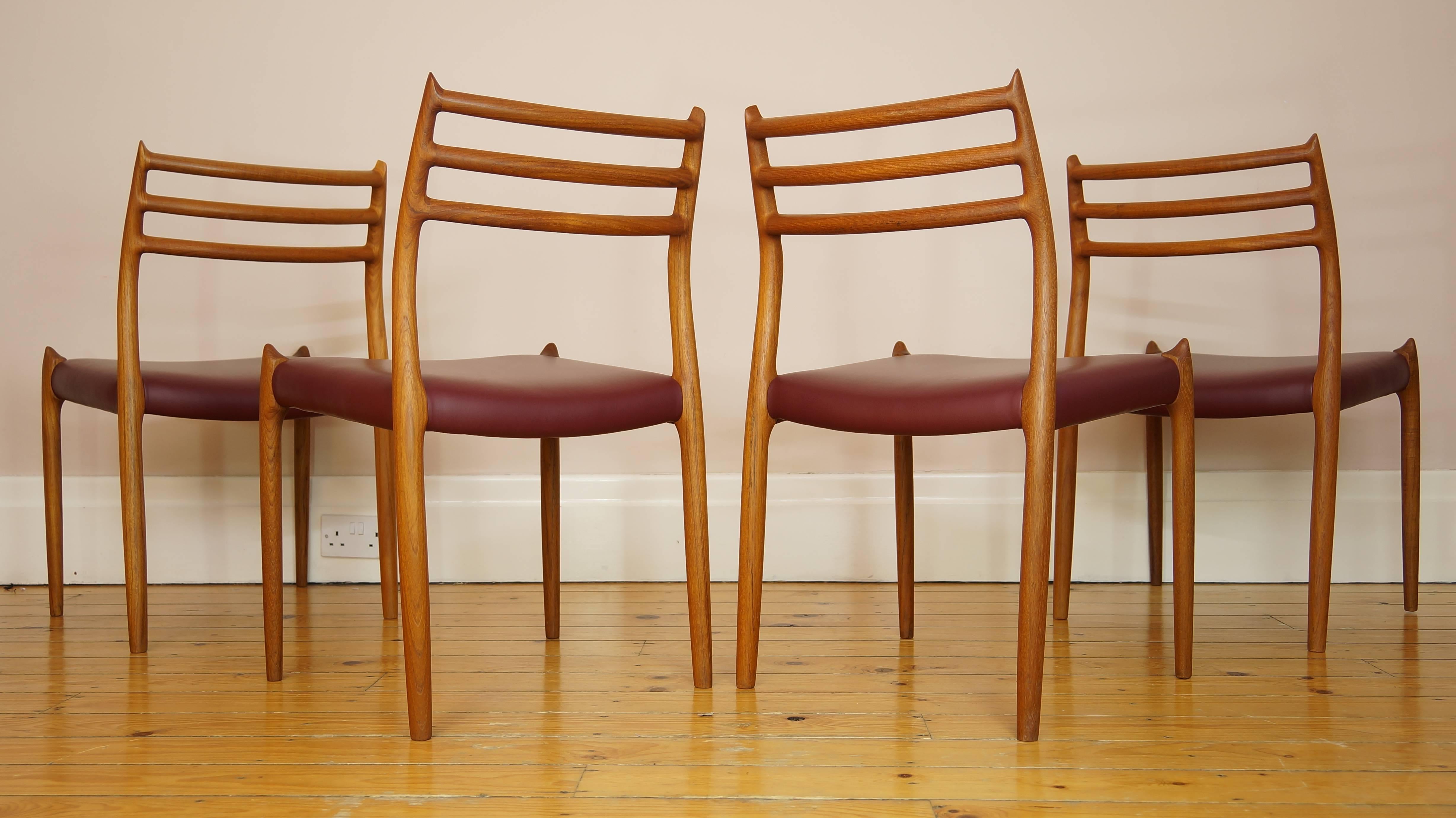 Danish Niels Moller Model 78 Teak and Leather Dining or Side Chair In Good Condition In Huddersfield, GB