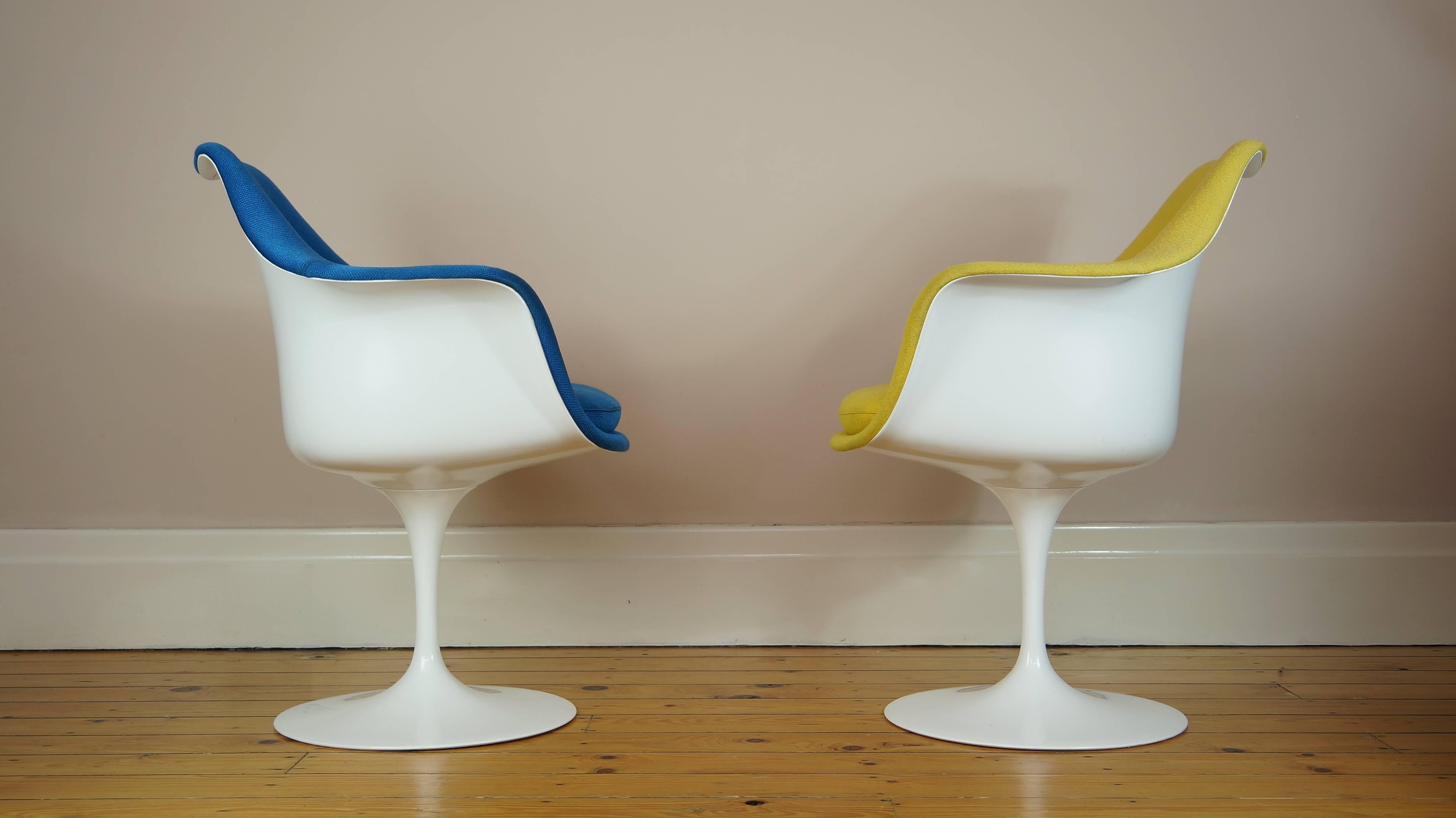 Mid-Century Modern Vintage Tulip Chair or Armchair by Eero Saarinen for Knoll, Yellow Upholstery