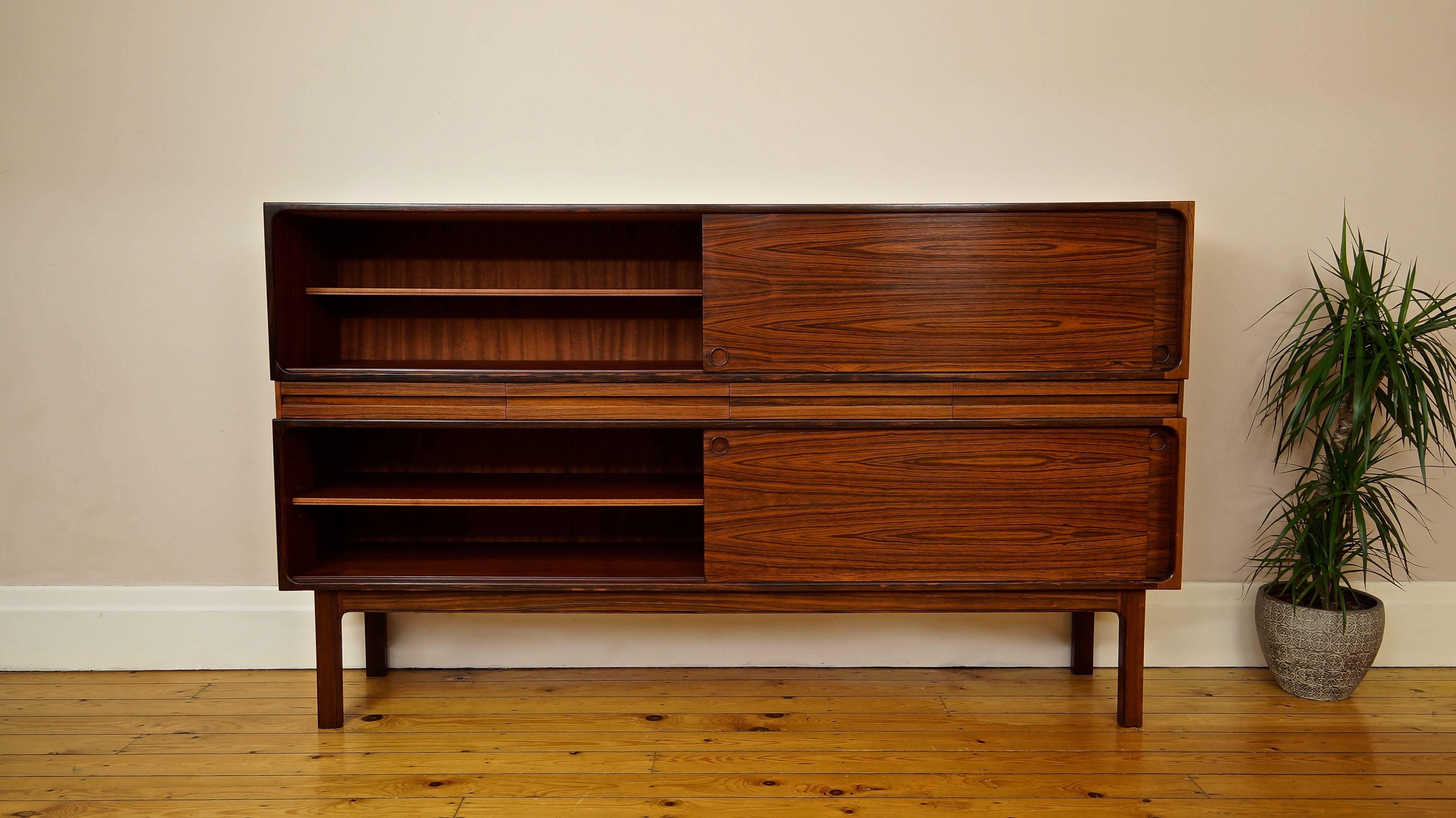 Mid-Century Modern Rare Vintage Danish Rosewood Two-Tier Sideboard by Sigfred Omann