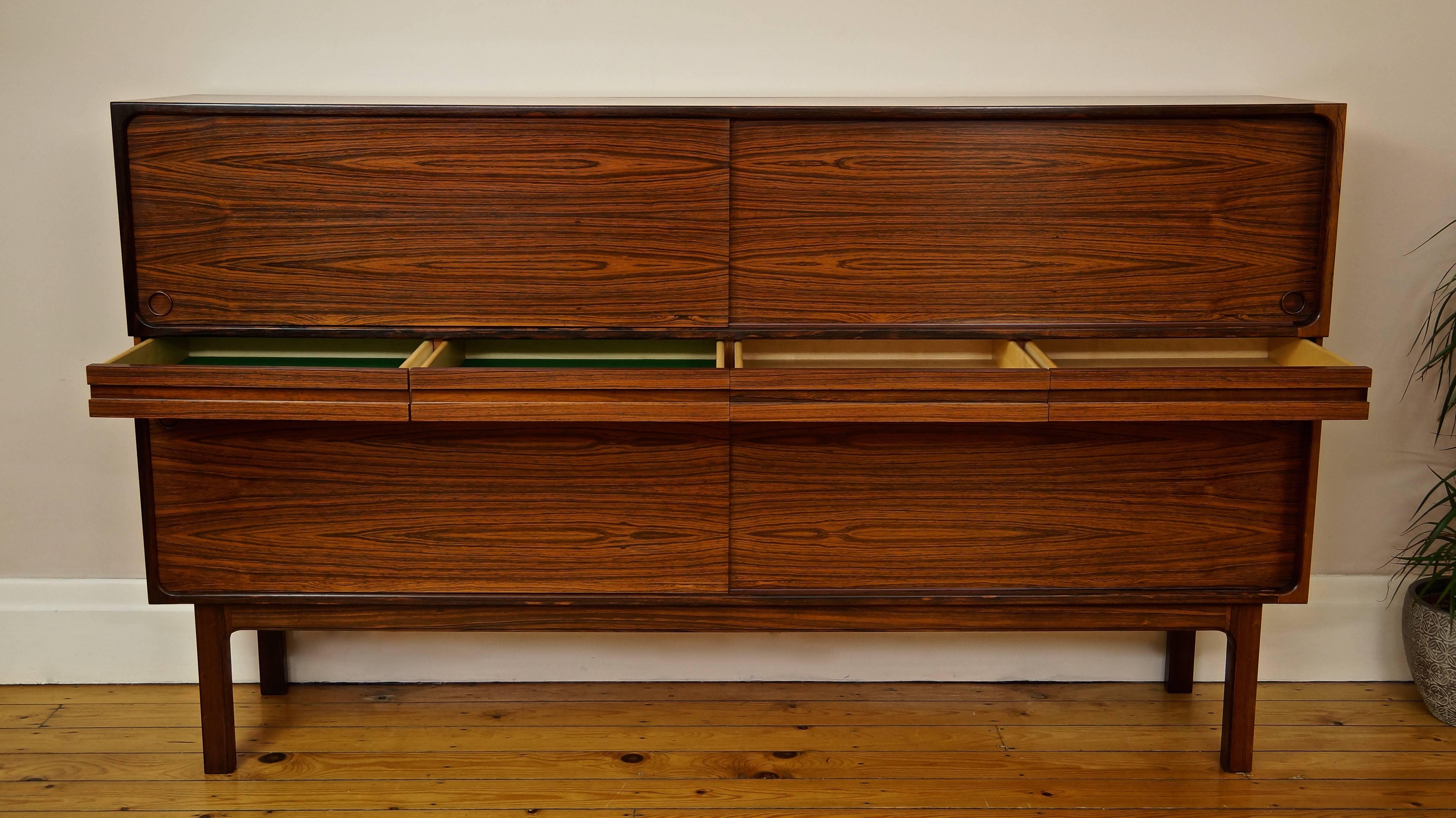 20th Century Rare Vintage Danish Rosewood Two-Tier Sideboard by Sigfred Omann