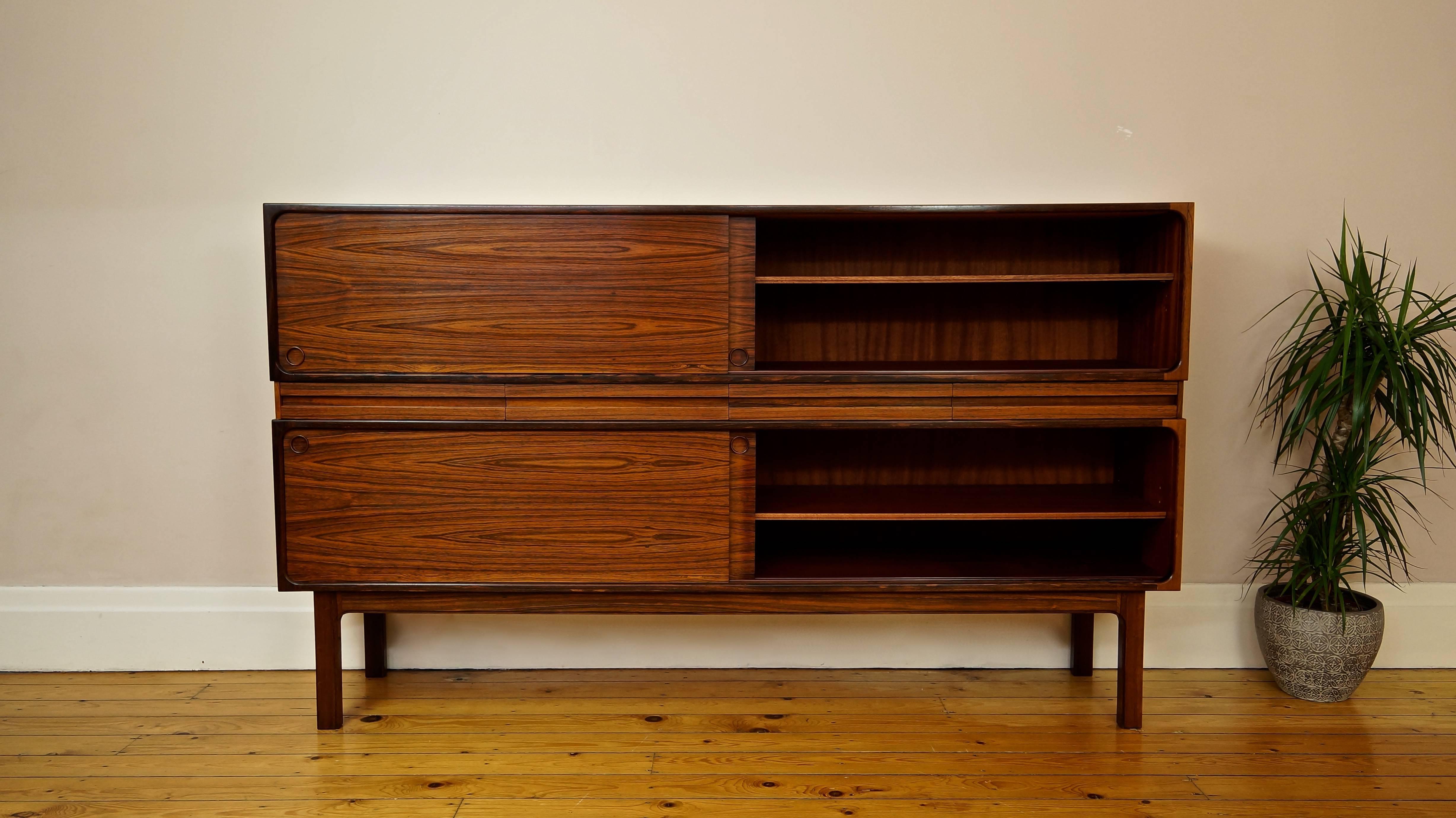 Rare Vintage Danish Rosewood Two-Tier Sideboard by Sigfred Omann In Good Condition In Huddersfield, GB