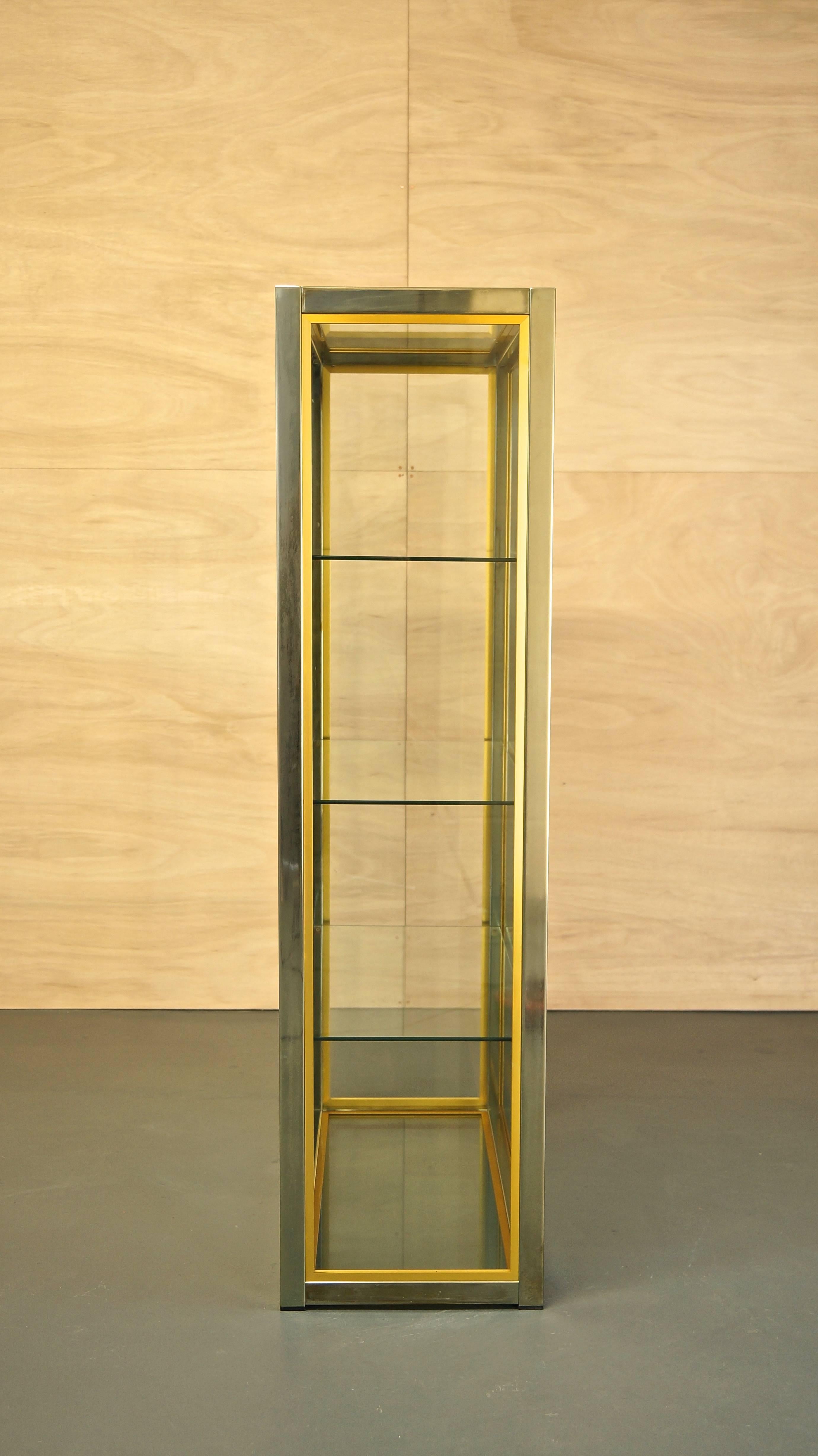20th Century Italian Glass/Brass/Chrome Display Cabinet by Renato Zevi, Rizzo/Rega