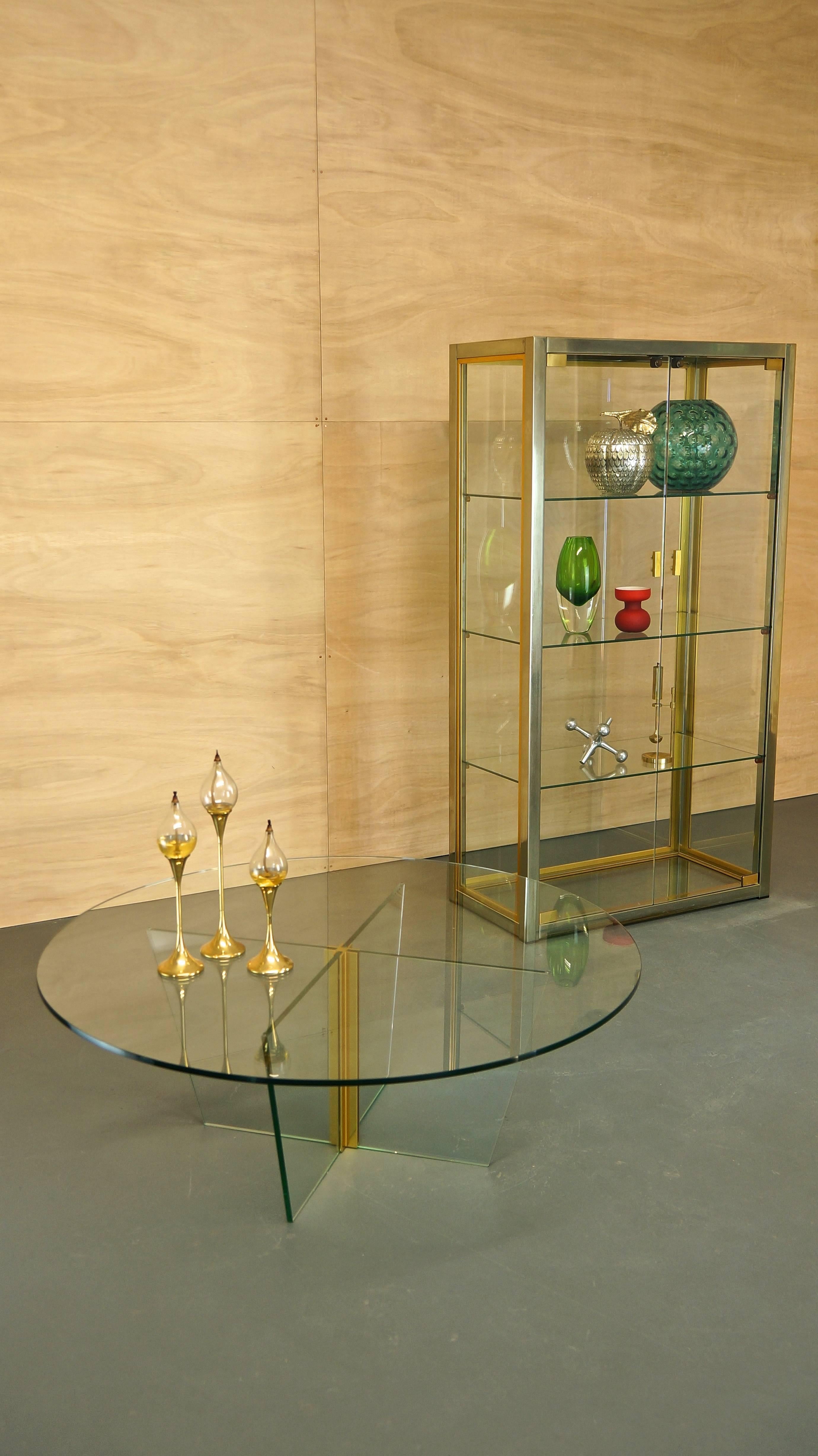 Italian Glass/Brass/Chrome Display Cabinet by Renato Zevi, Rizzo/Rega 2