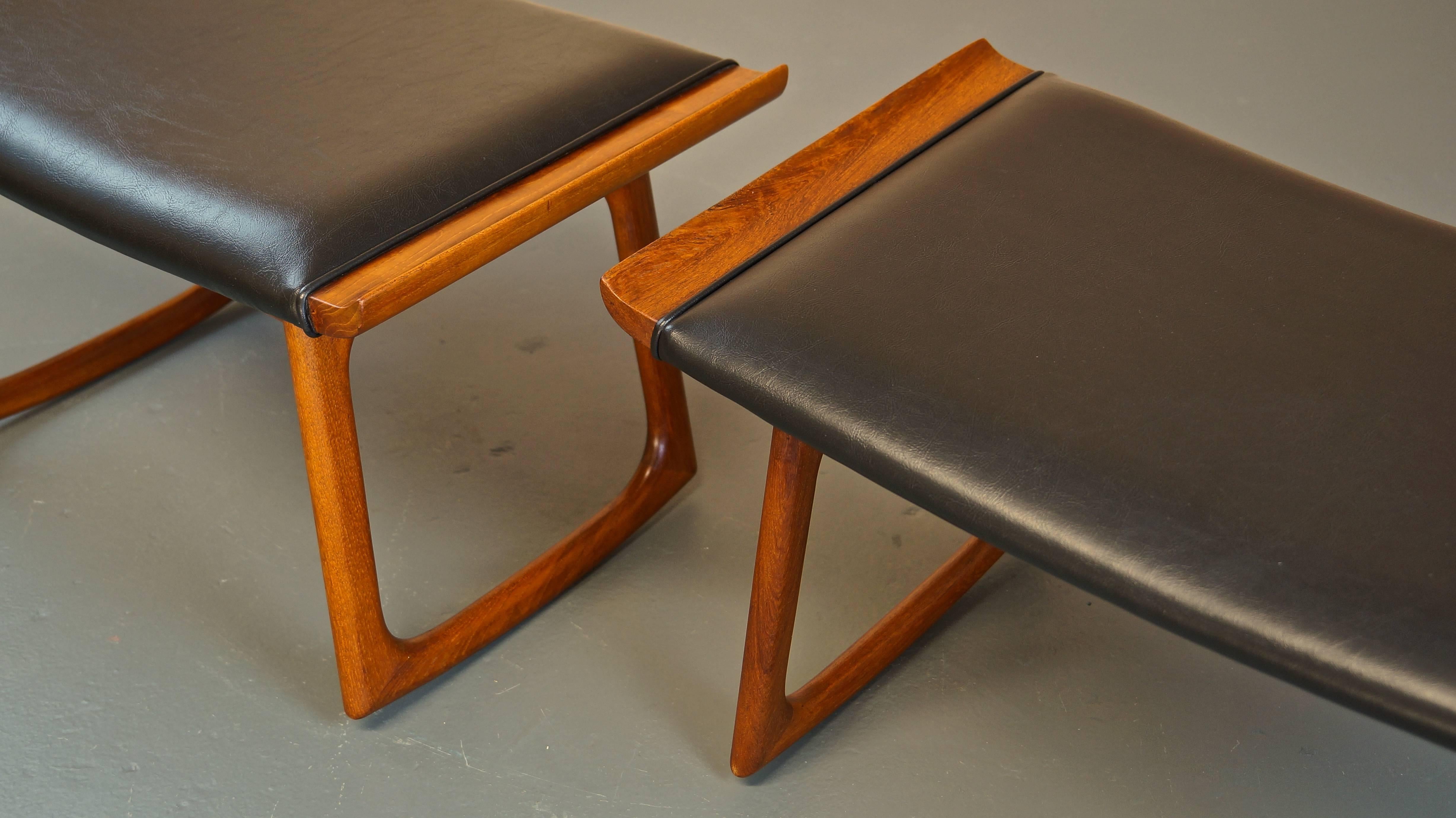 Pair of Rare 1960s Mid-Century Danish Teak Rocking Ottomans/Stools Finn Juhl 3