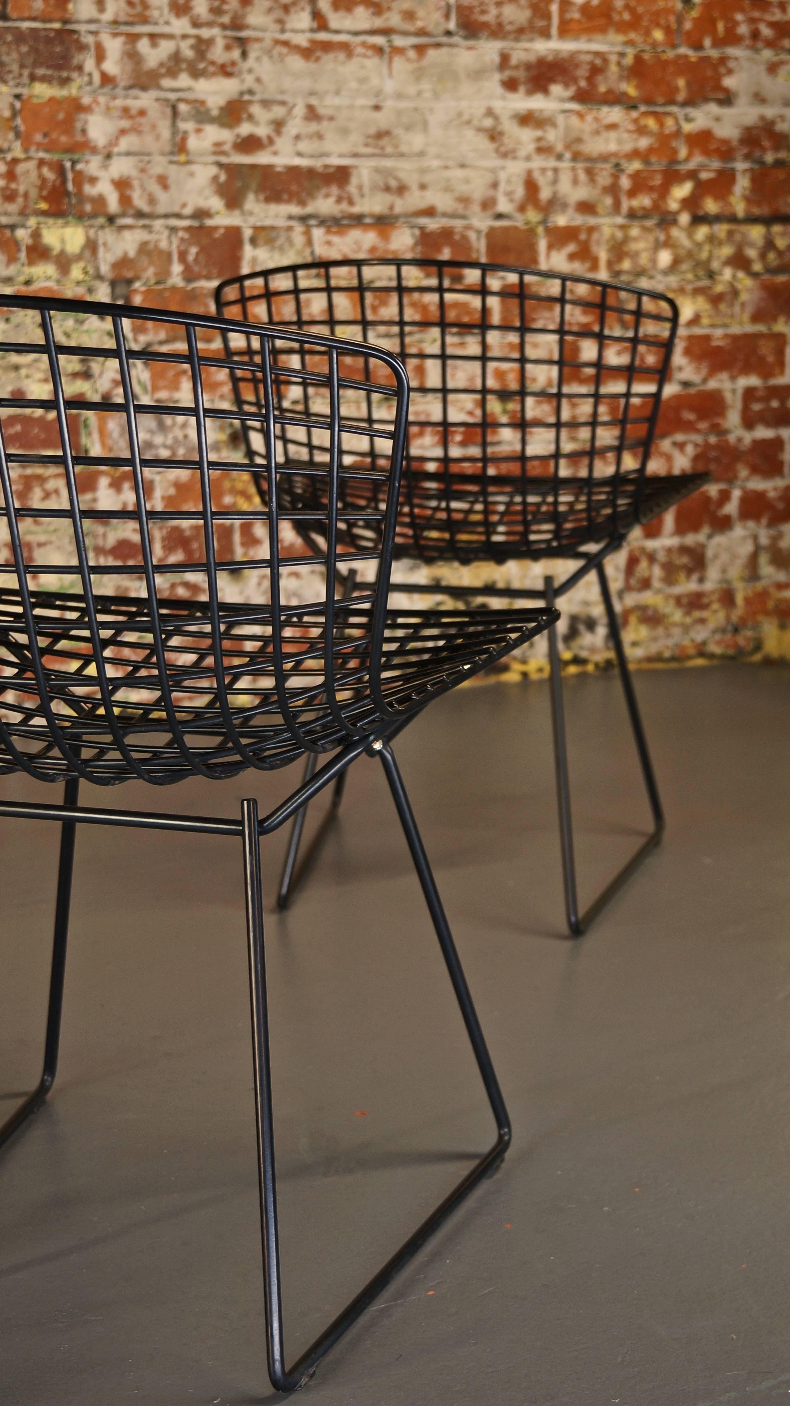 American Set of 8 Harry Bertoia Wire Chair/Side Chair for Knoll, Black Metal