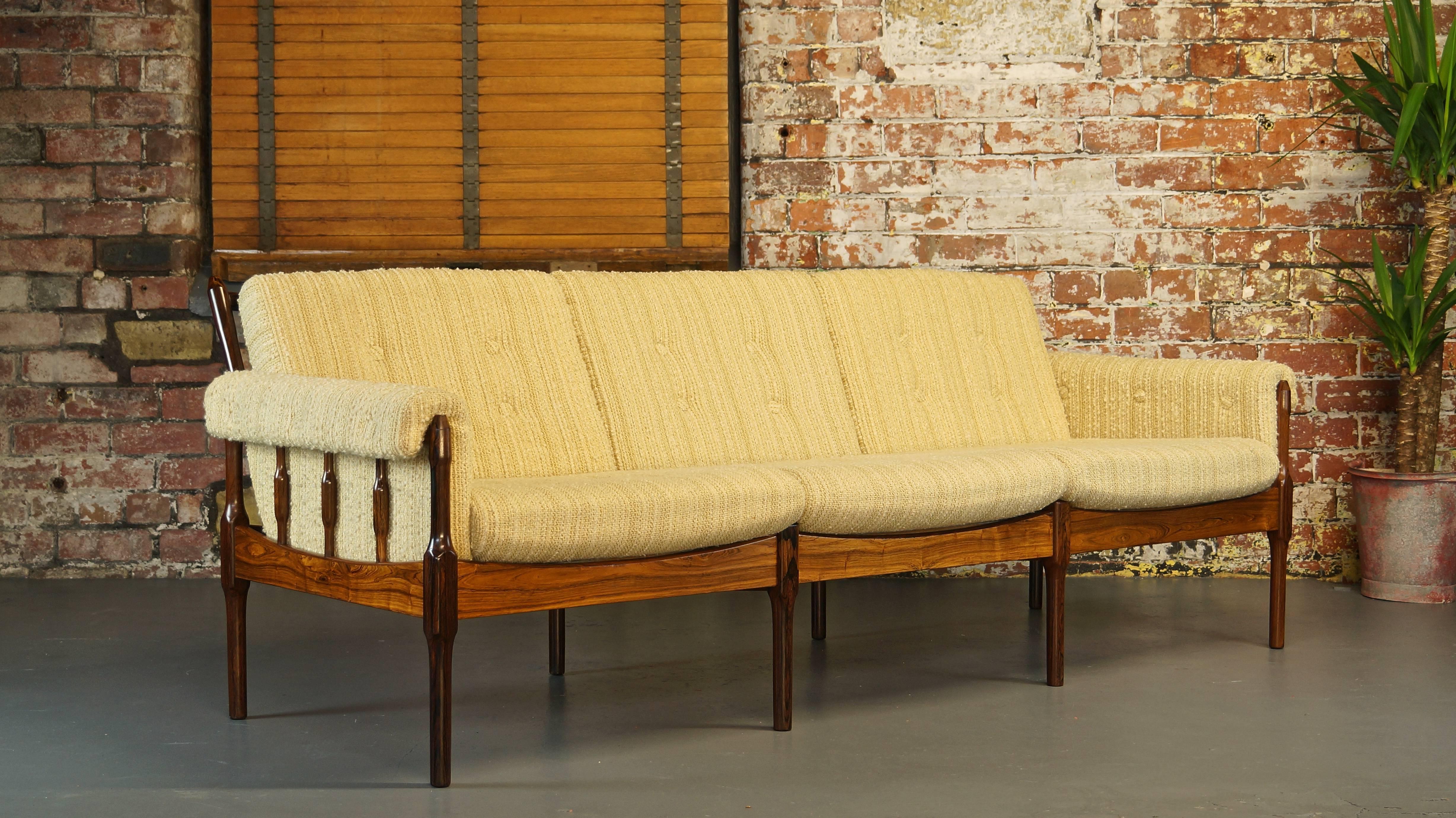 Mid-20th Century Vintage Danish Rosewood Sofa / Settee by Torbjorn Afdal for Bruksbo