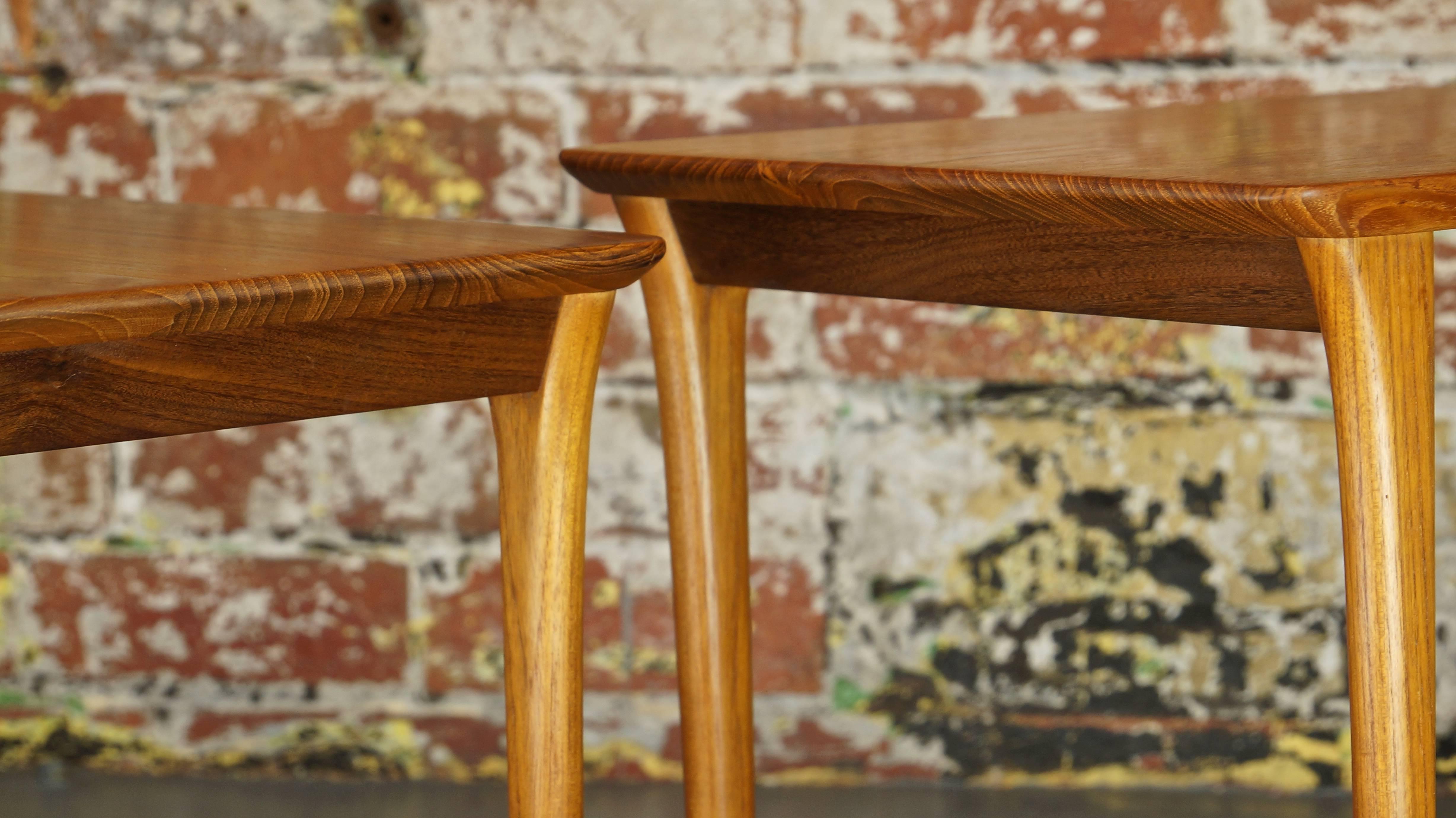 Mid-20th Century Rare Mid-Century Vintage Solid Teak Danish Nest of Three Tables or Side Tables