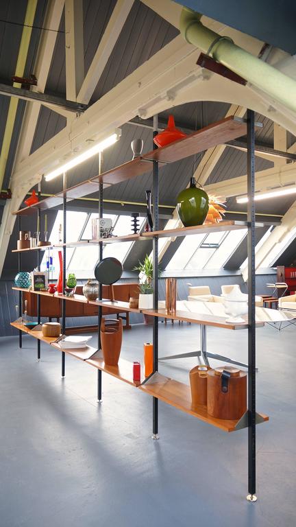 Large Vintage Industrial Midcentury Shelving System or Room Divider at ...