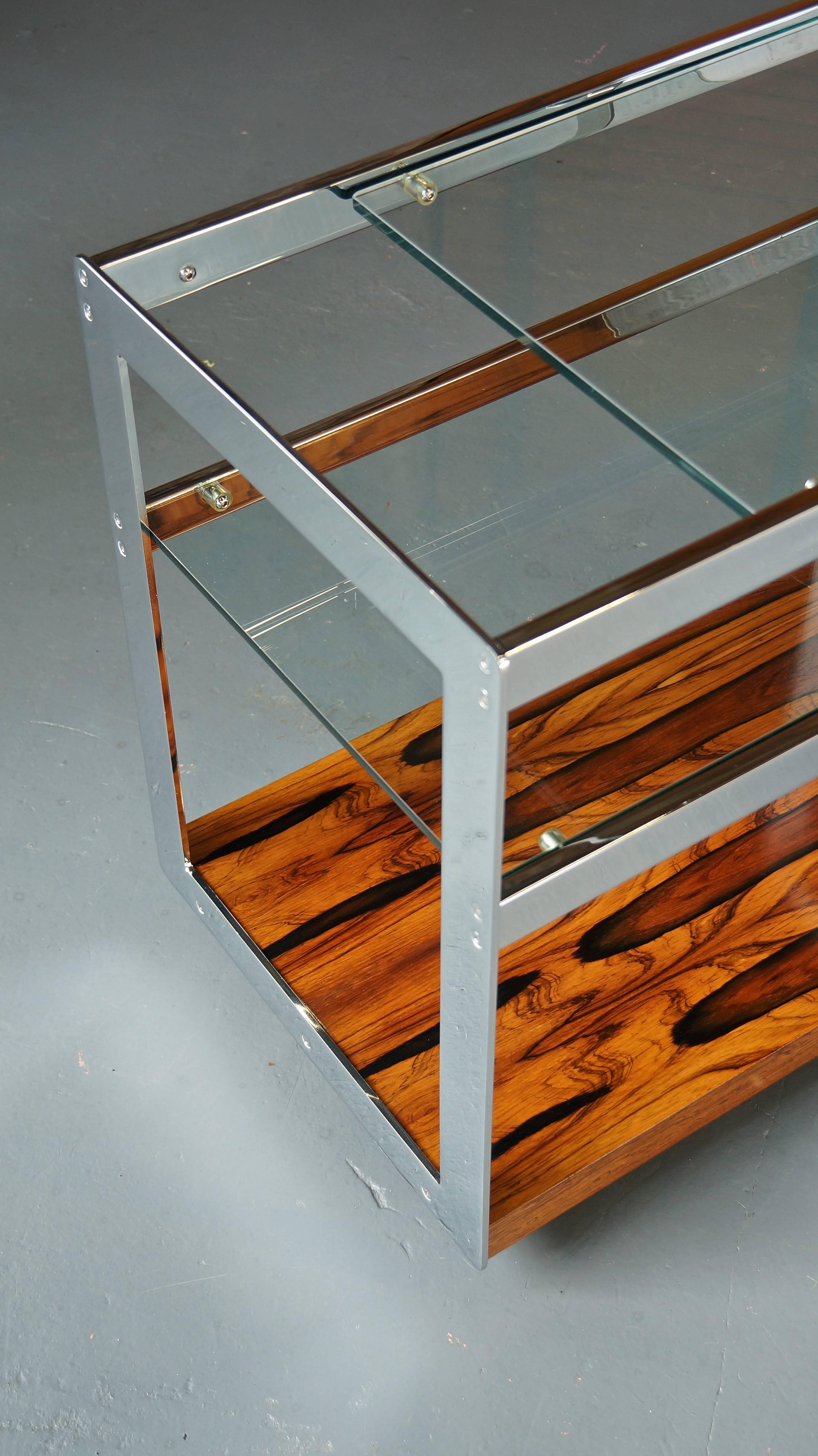 Late 20th Century 1970s Chrome and Rosewood Bar Cart or Trolley Richard Young Merrow Associates