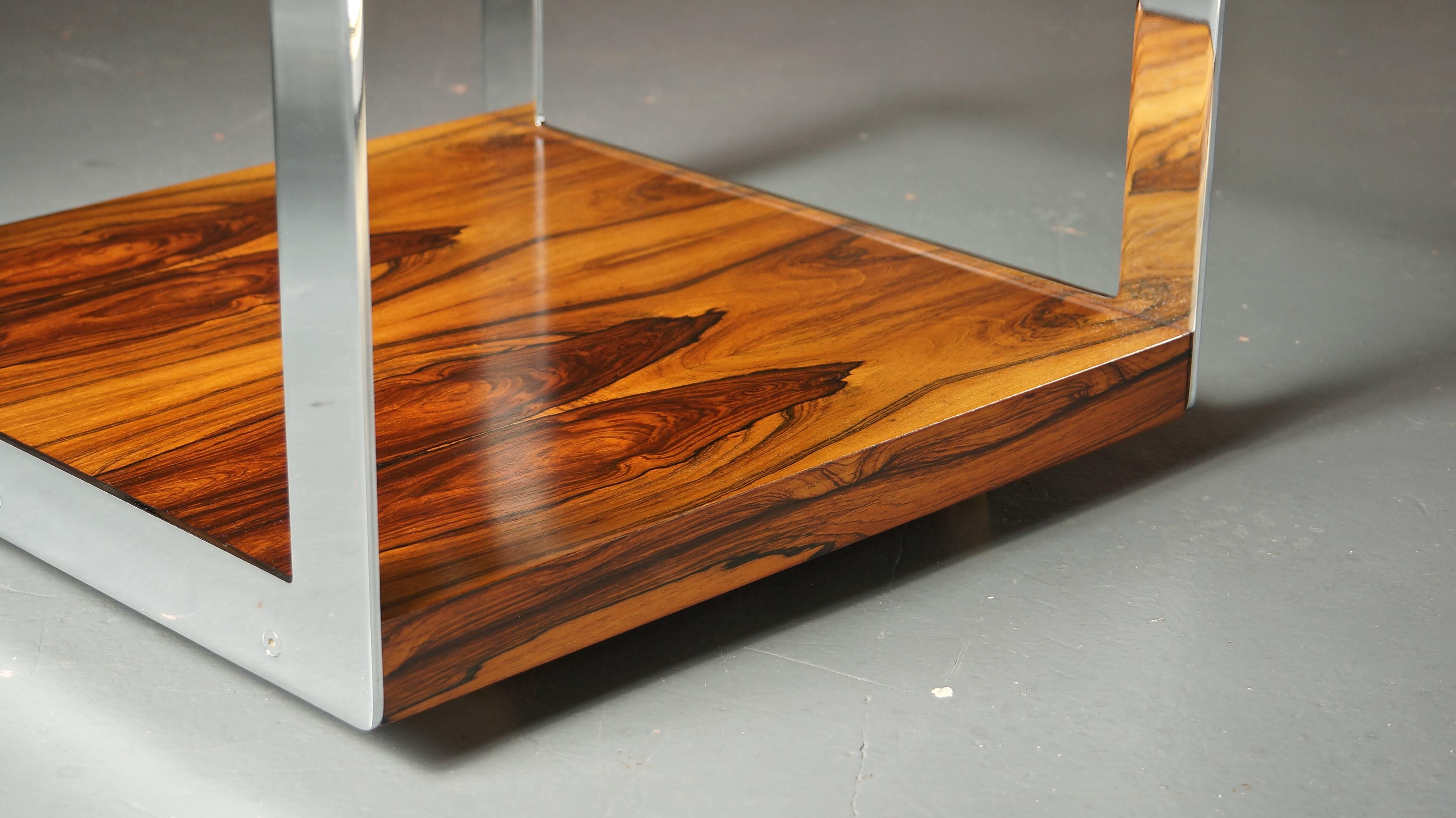 1970s Chrome & Rosewood Side / End Table by Richard Young for Merrow Associates In Excellent Condition In Huddersfield, GB