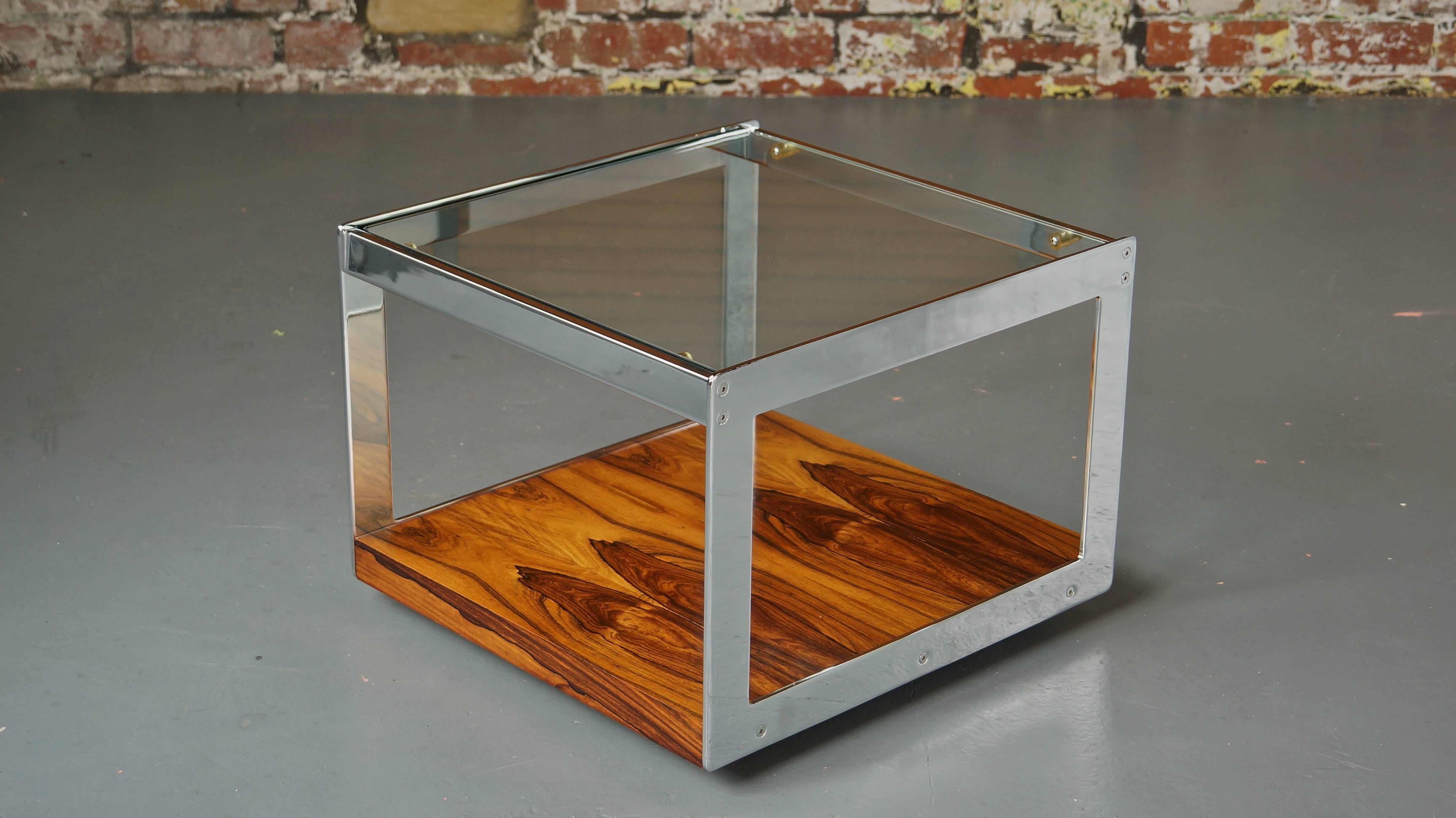 British 1970s Chrome & Rosewood Side / End Table by Richard Young for Merrow Associates