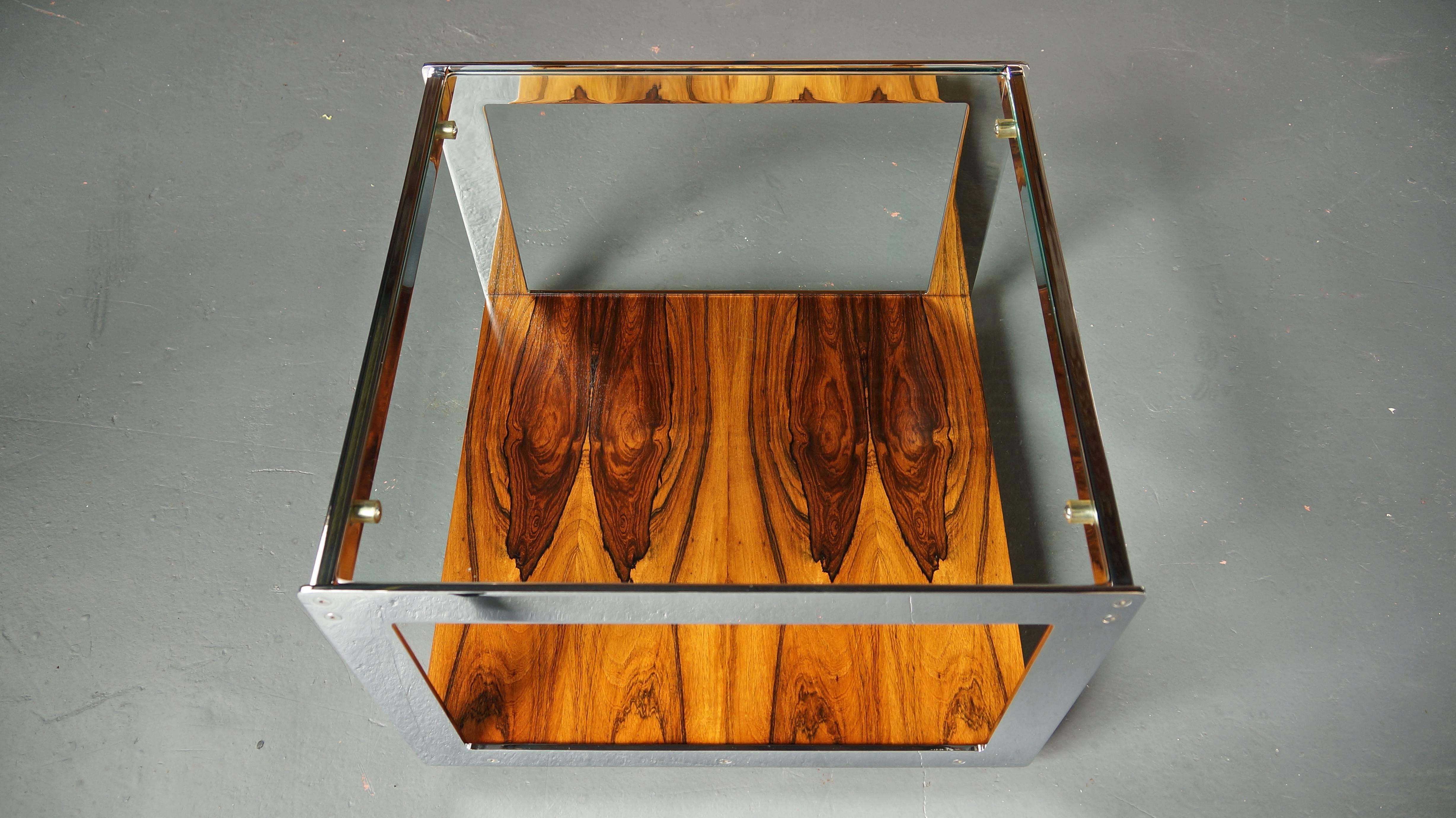 Steel 1970s Chrome & Rosewood Side / End Table by Richard Young for Merrow Associates