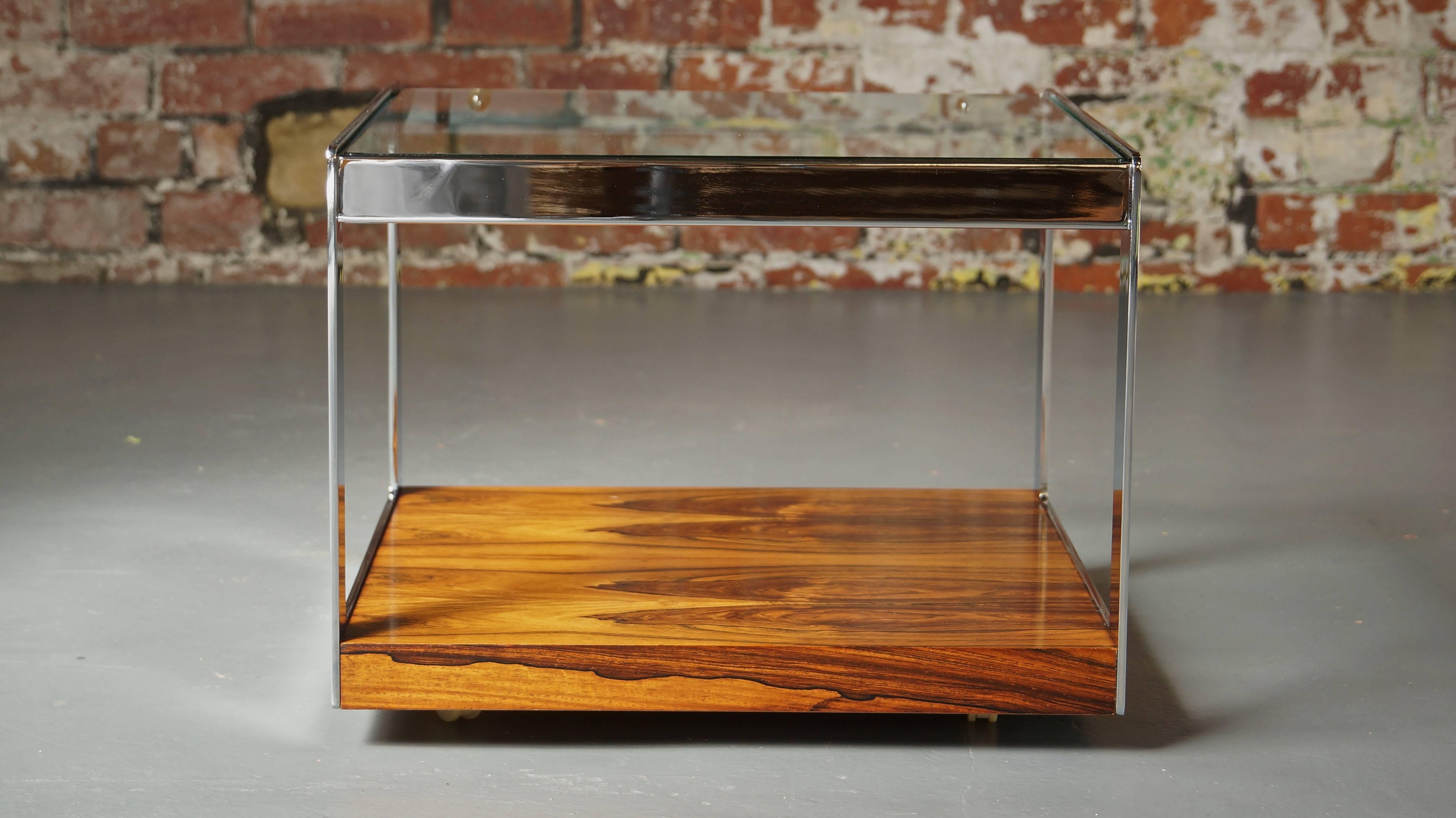1970s Chrome & Rosewood Side / End Table by Richard Young for Merrow Associates 1