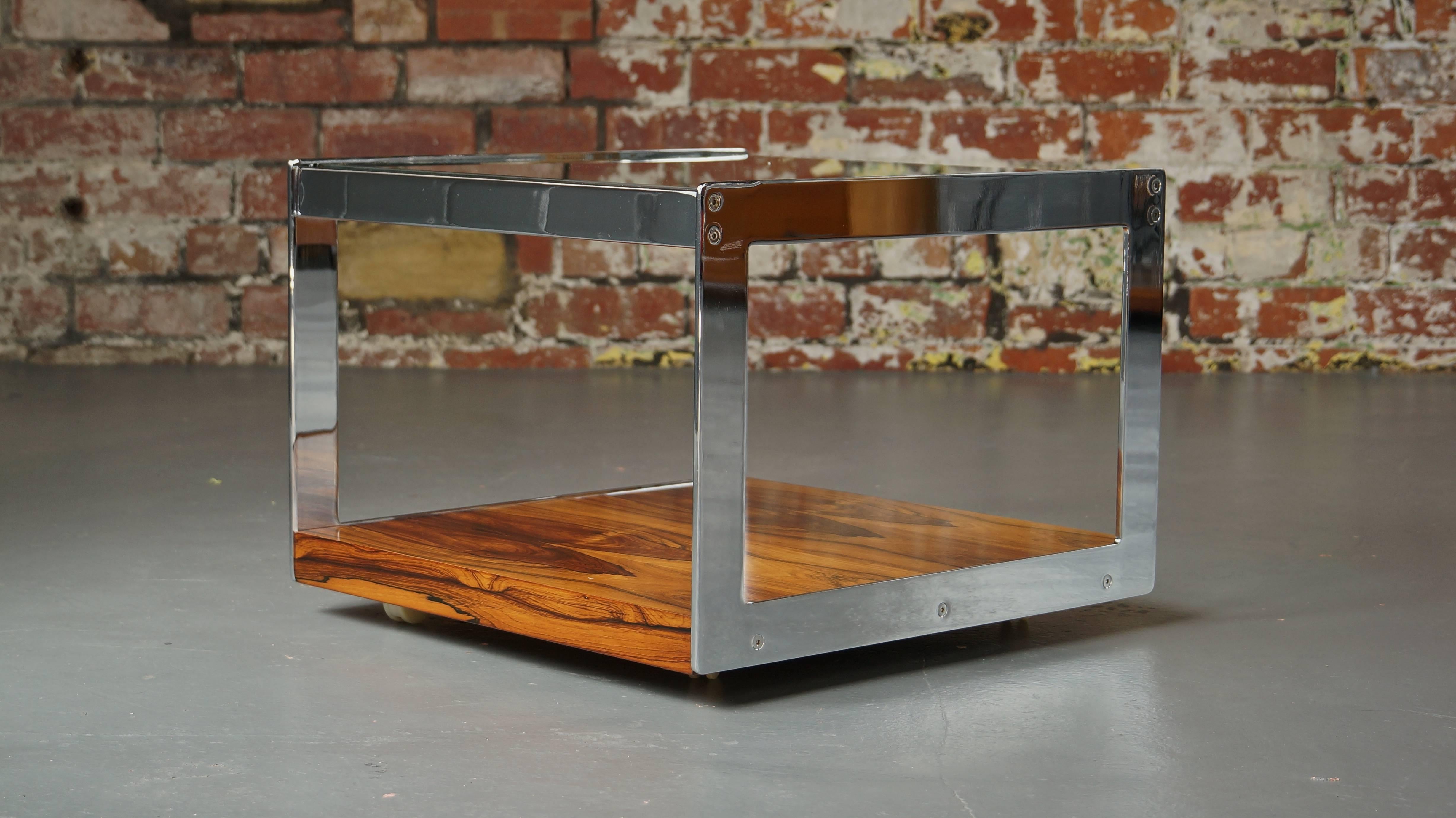Late 20th Century 1970s Chrome & Rosewood Side / End Table by Richard Young for Merrow Associates