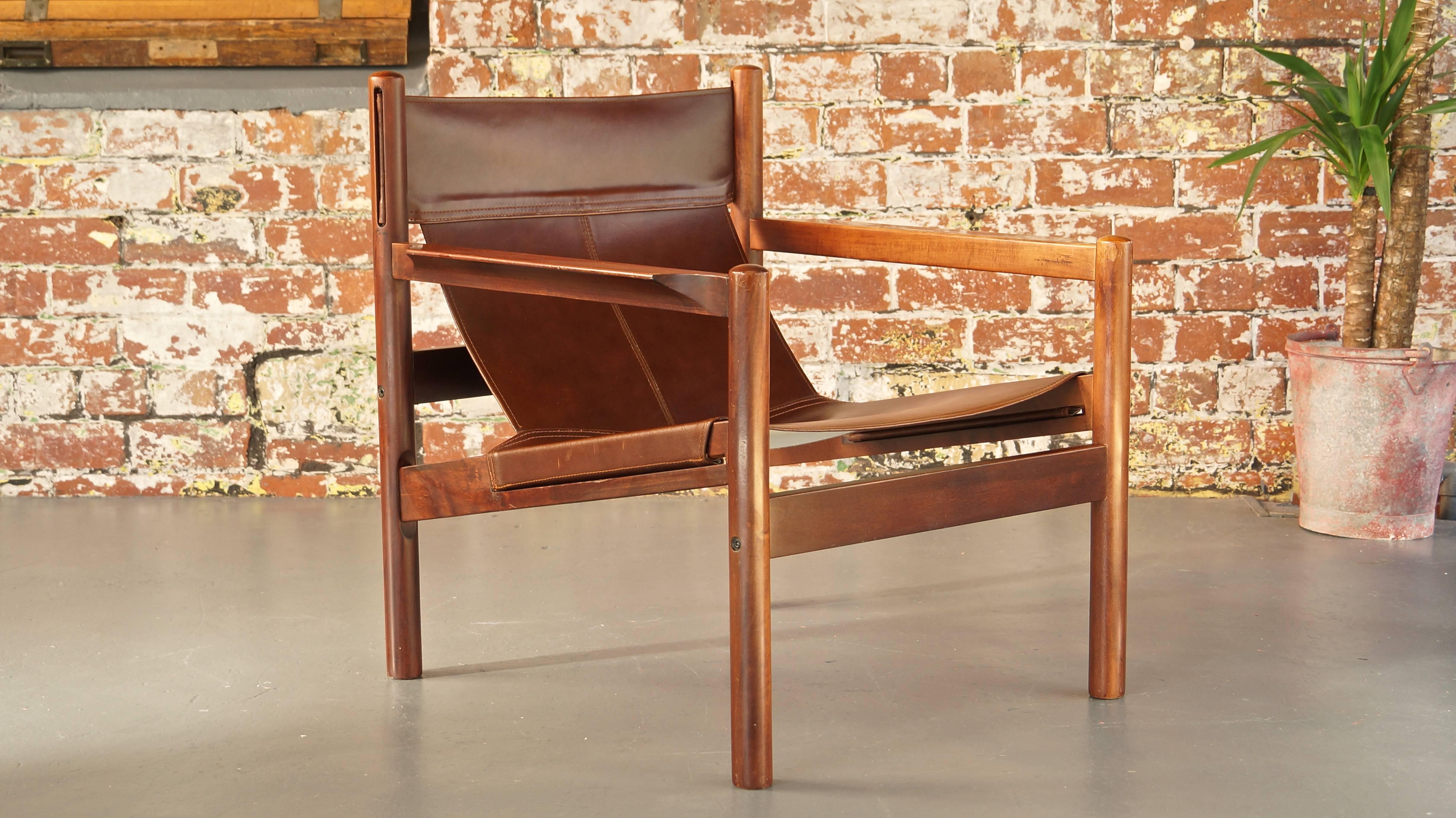 tan leather sling chair